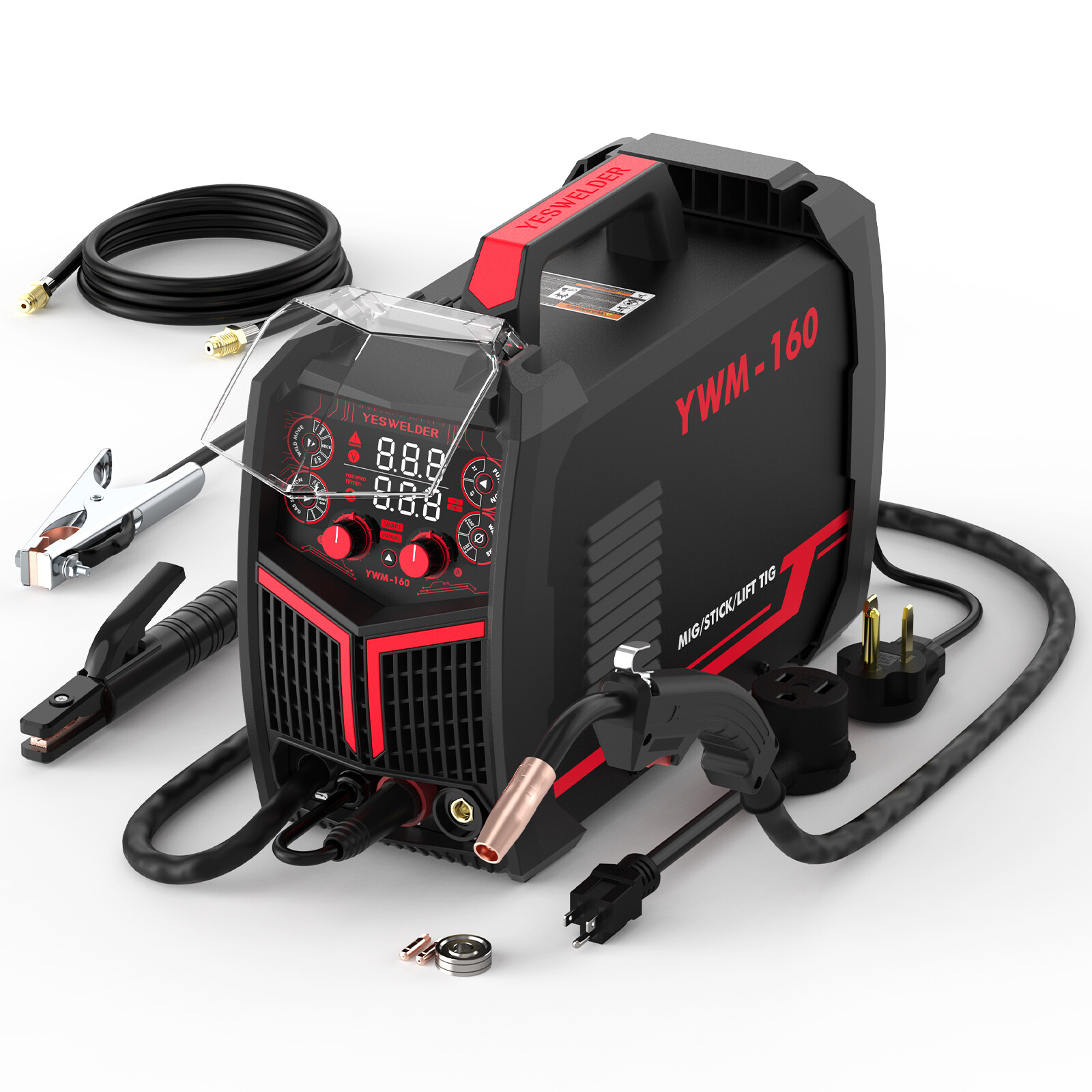 Gas/Gasless MIG Welder, Synergic Control 110/220V 160Amp Welding machine