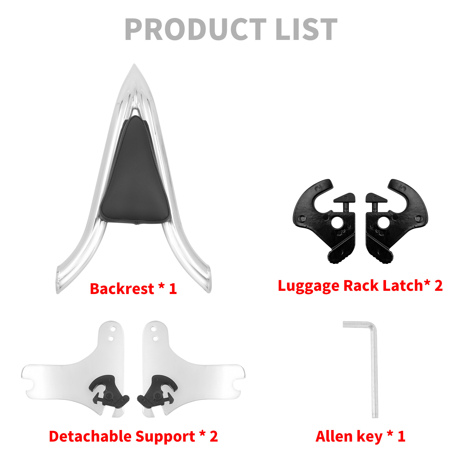 Chrome Detachable Backrest Sissy Bar For Harley Touring Road Electra Glide 97-08