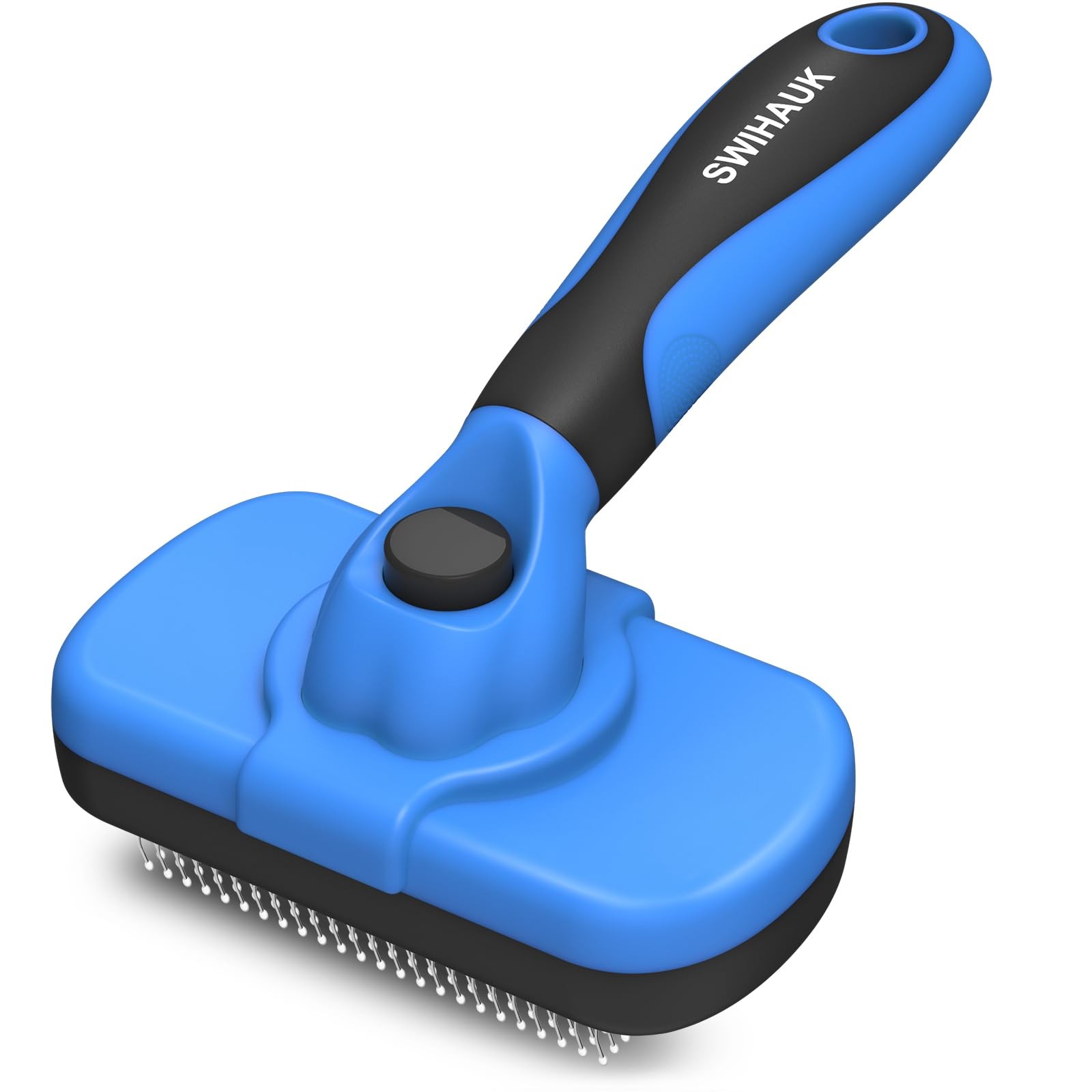 Swihauk Self Cleaning Slicker Brush - Skin Friendly Deshedding Large, Blue
