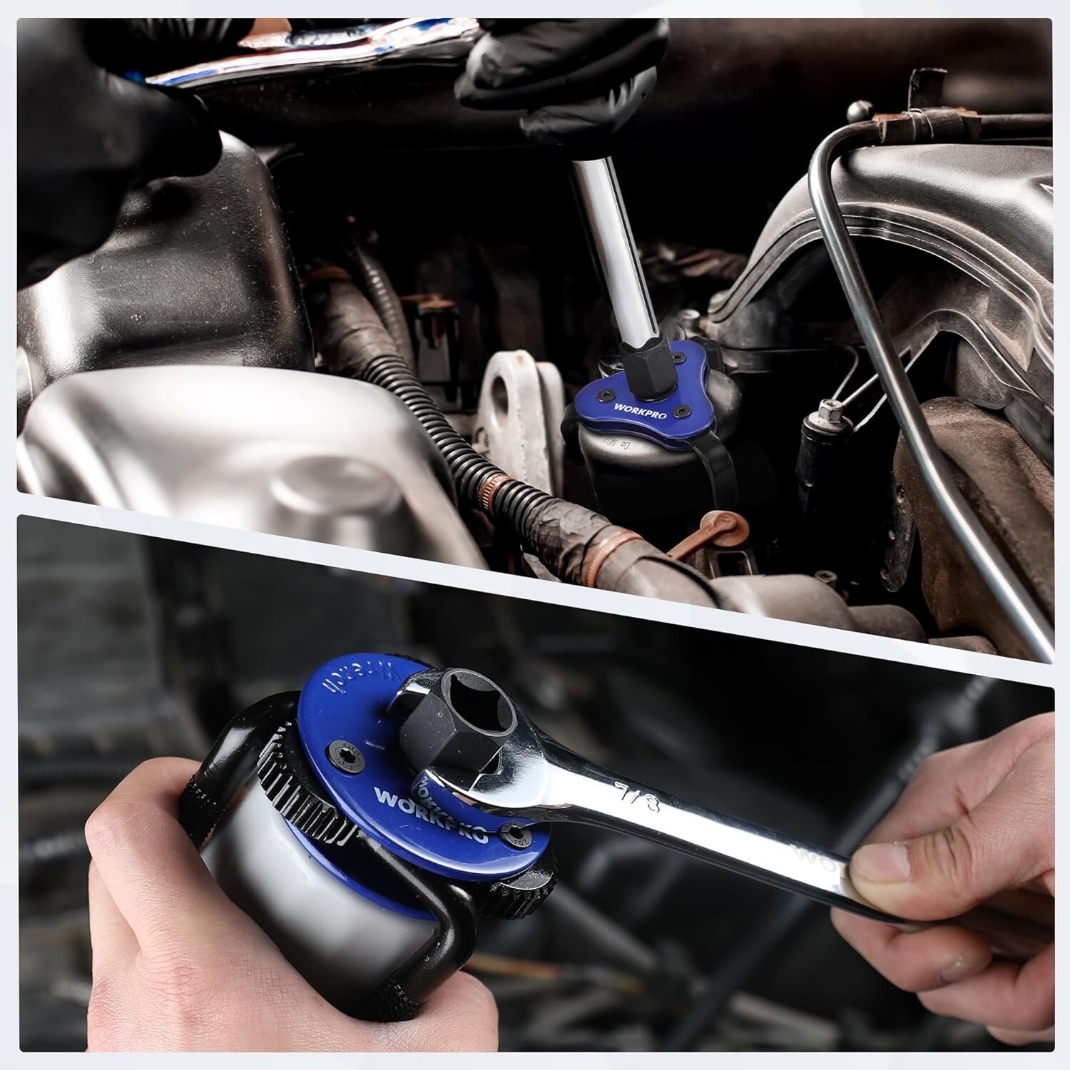 WORKPRO 2Pack Universal Oil Filter Wrench Adjustable Oil Filter Removal Tool Set