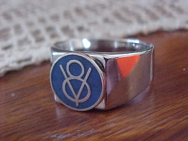 Classic Ford Car Blue V8 Chrome Ring Size #13 NOS Unique Logo Hi-Quality