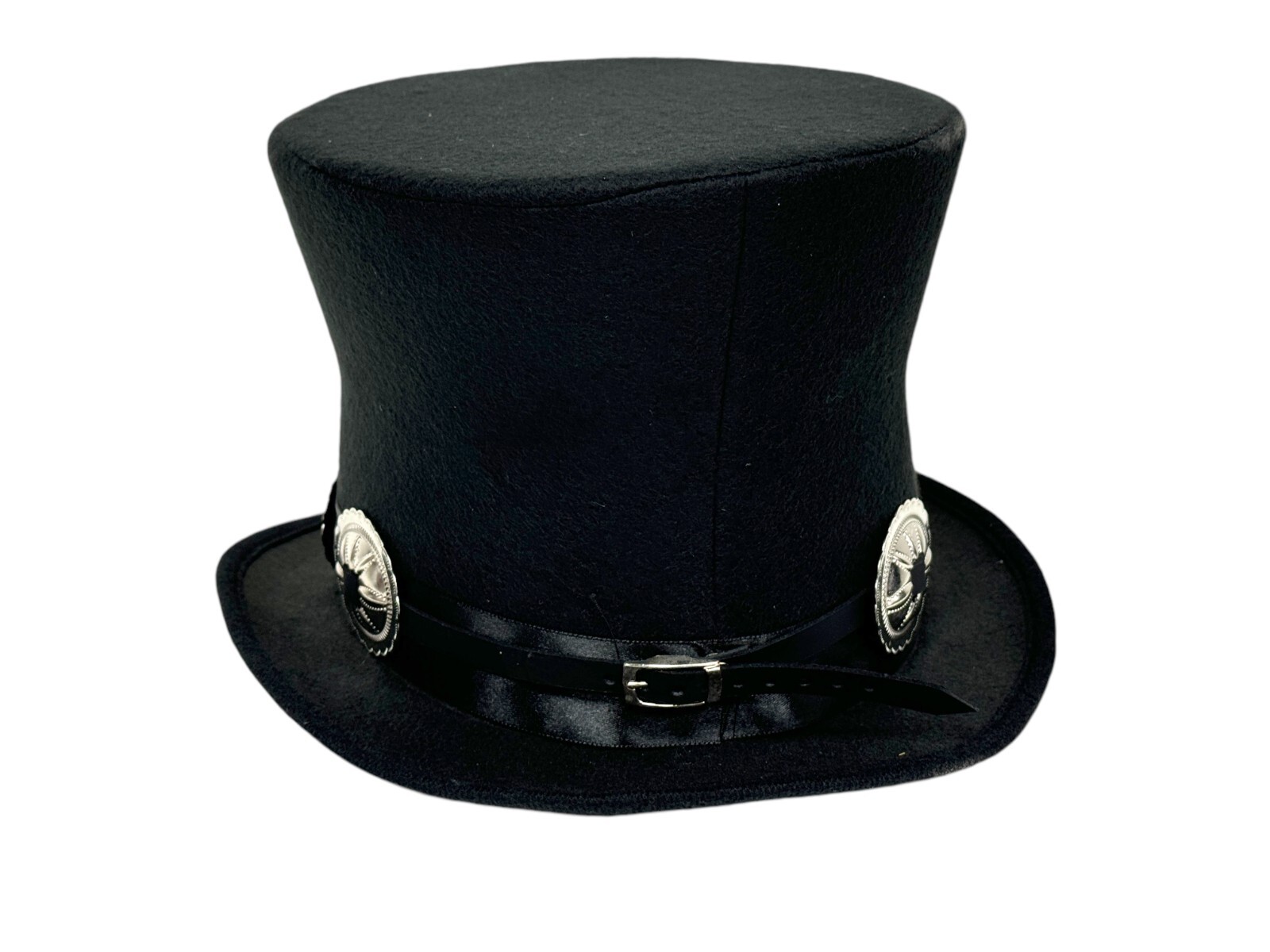 ROCK STAR PLAIN TOP HAT CONCHO LEATHER BAND VICTORIAN MAD HATTER USA MADE