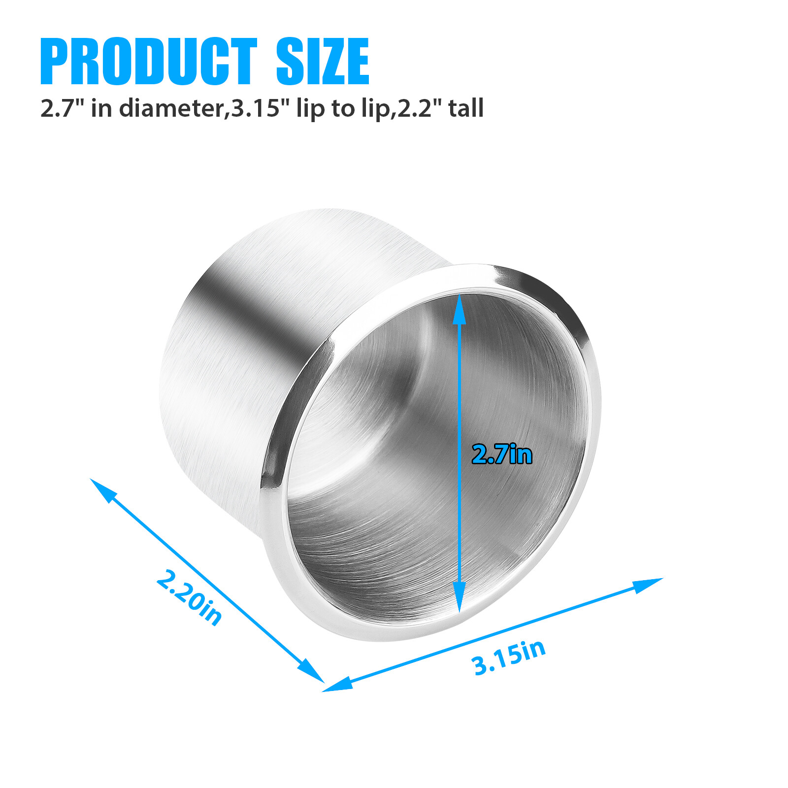 2x Universal Stainless Steel Cup Drink Holders for Car Boat Truck Marine Camper