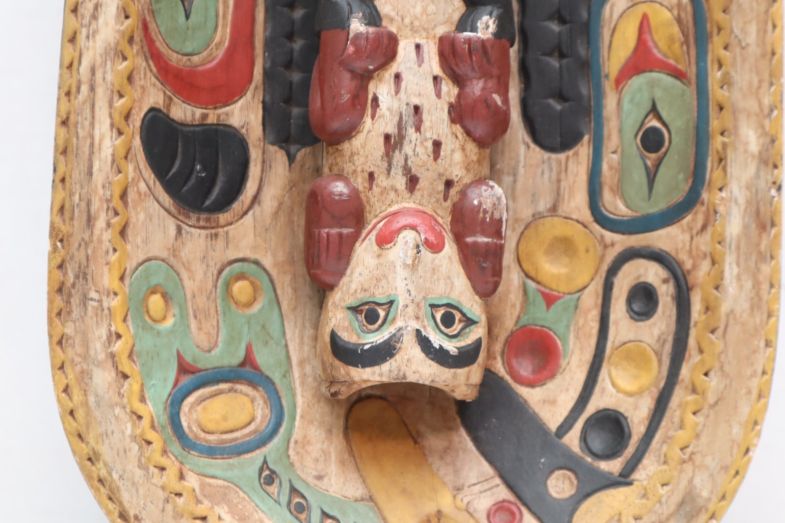 Vintage Northwest Coast Tlingit Carved Effigy Totem Bowl First Nations 19" Art