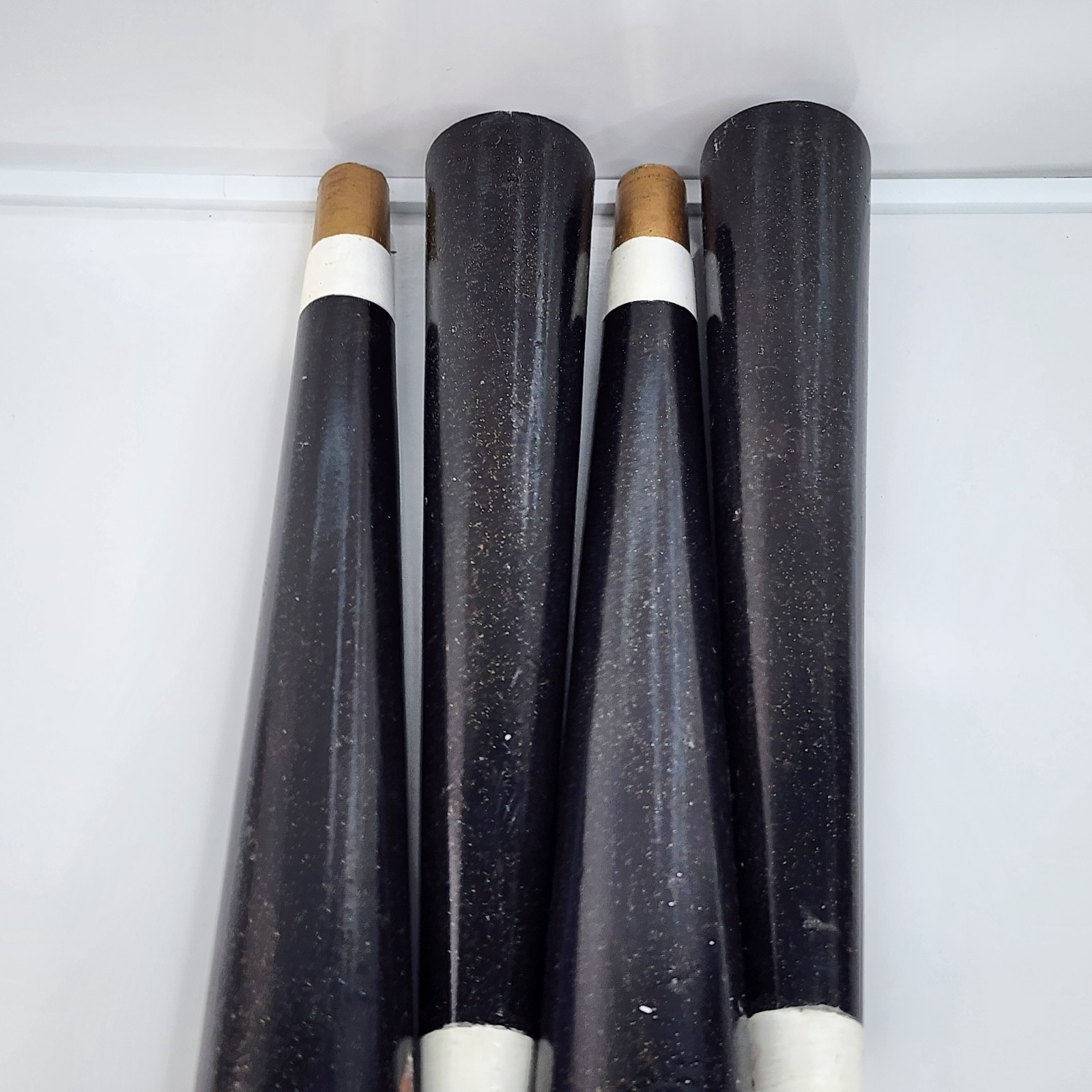 Vintage MCM Tapered Wood Furniture Legs 12" Black Brass Caps Mid Century Modern