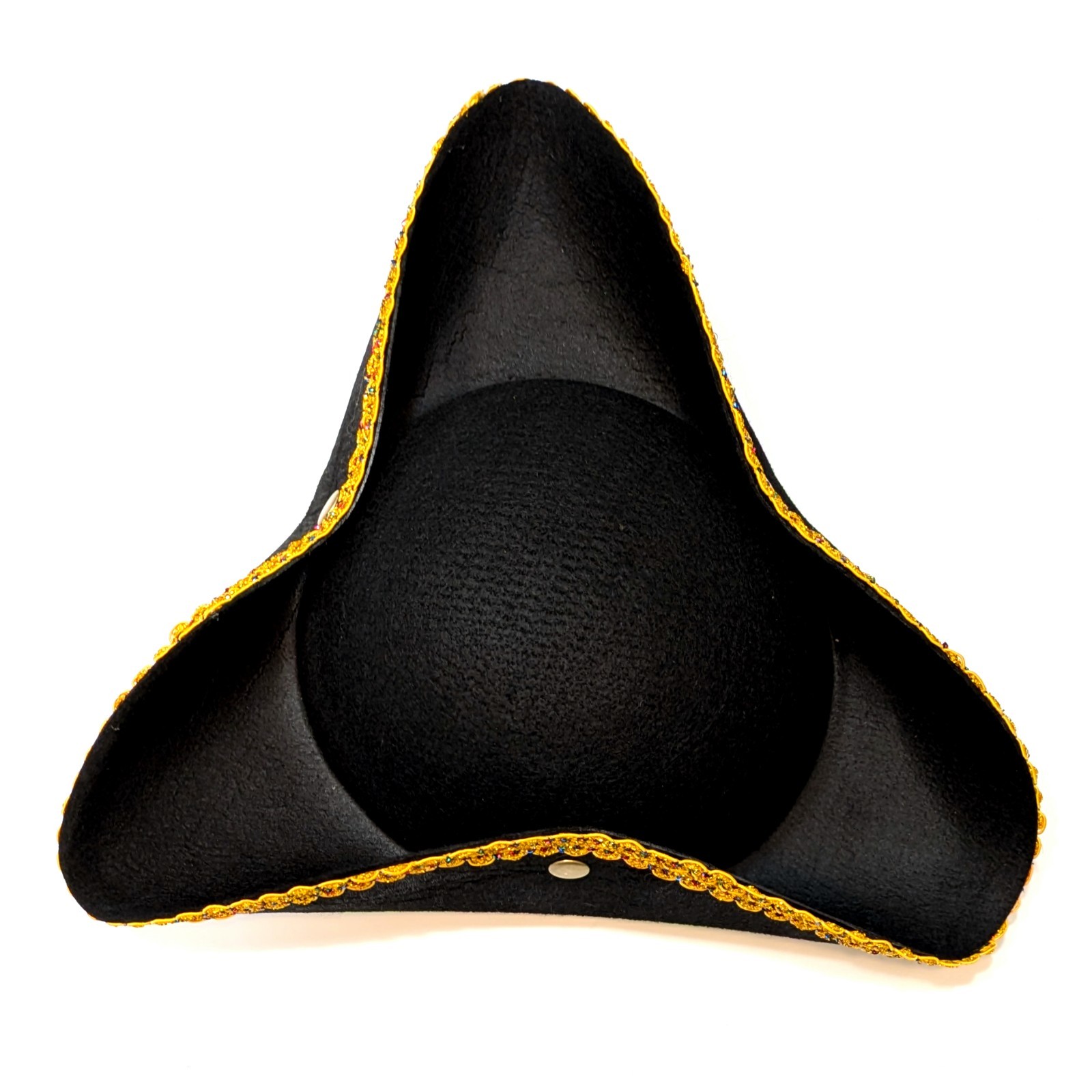 BLACK PIRATE HAT Tricorn with Gold Lace Costume Theater Cosplay (Adult Size)