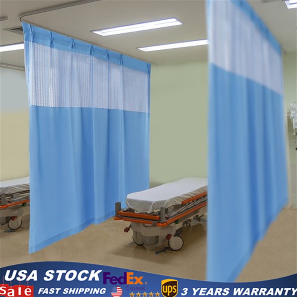 Blue Privacy Curtain hospital CLINIC curtains Polyester with 8*Hooks, 7ft x 8ft
