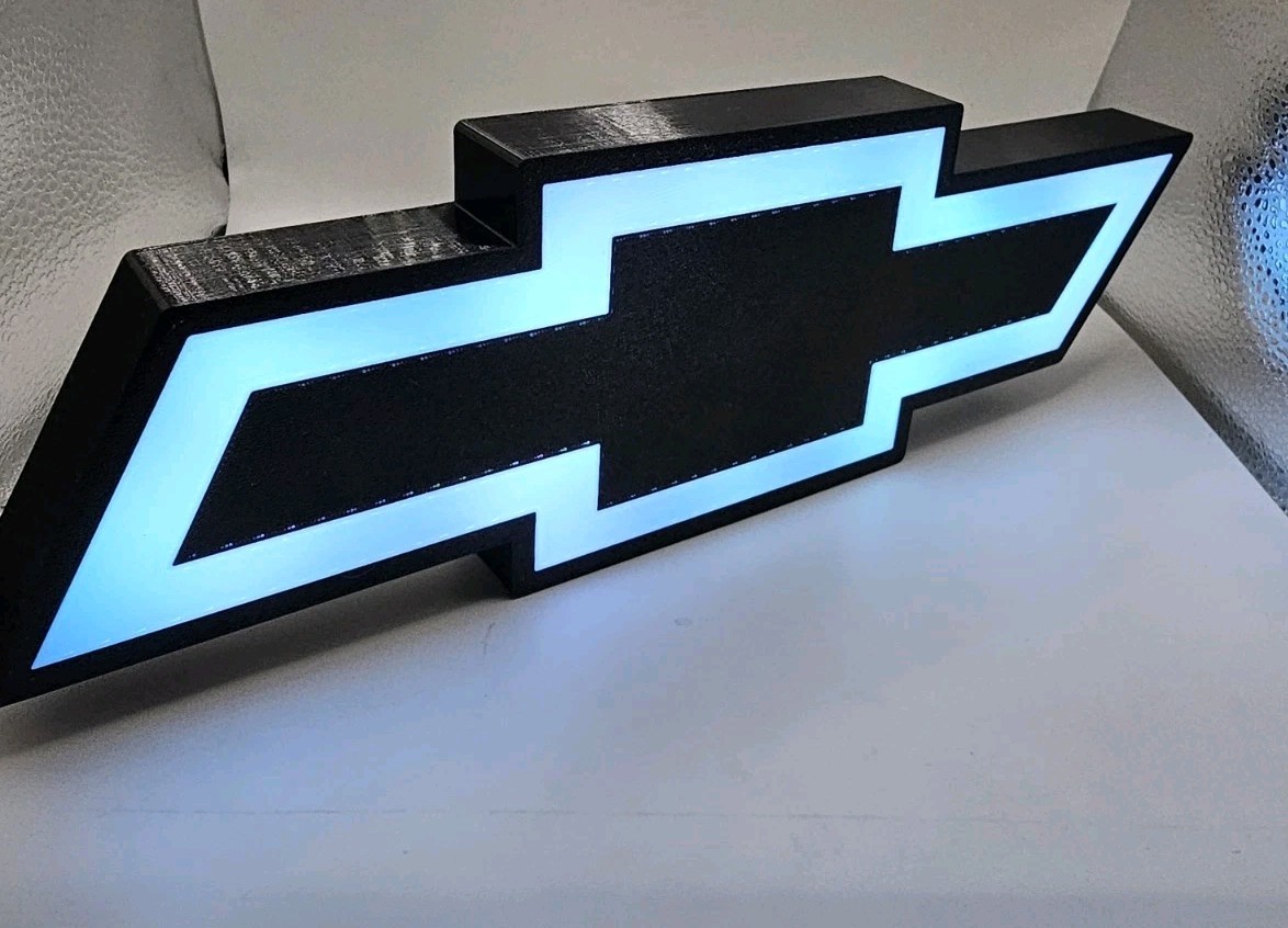 Chevy Chevrolet Light Sign Decor Man Cave Desk LED Lightbox USB Powered shop