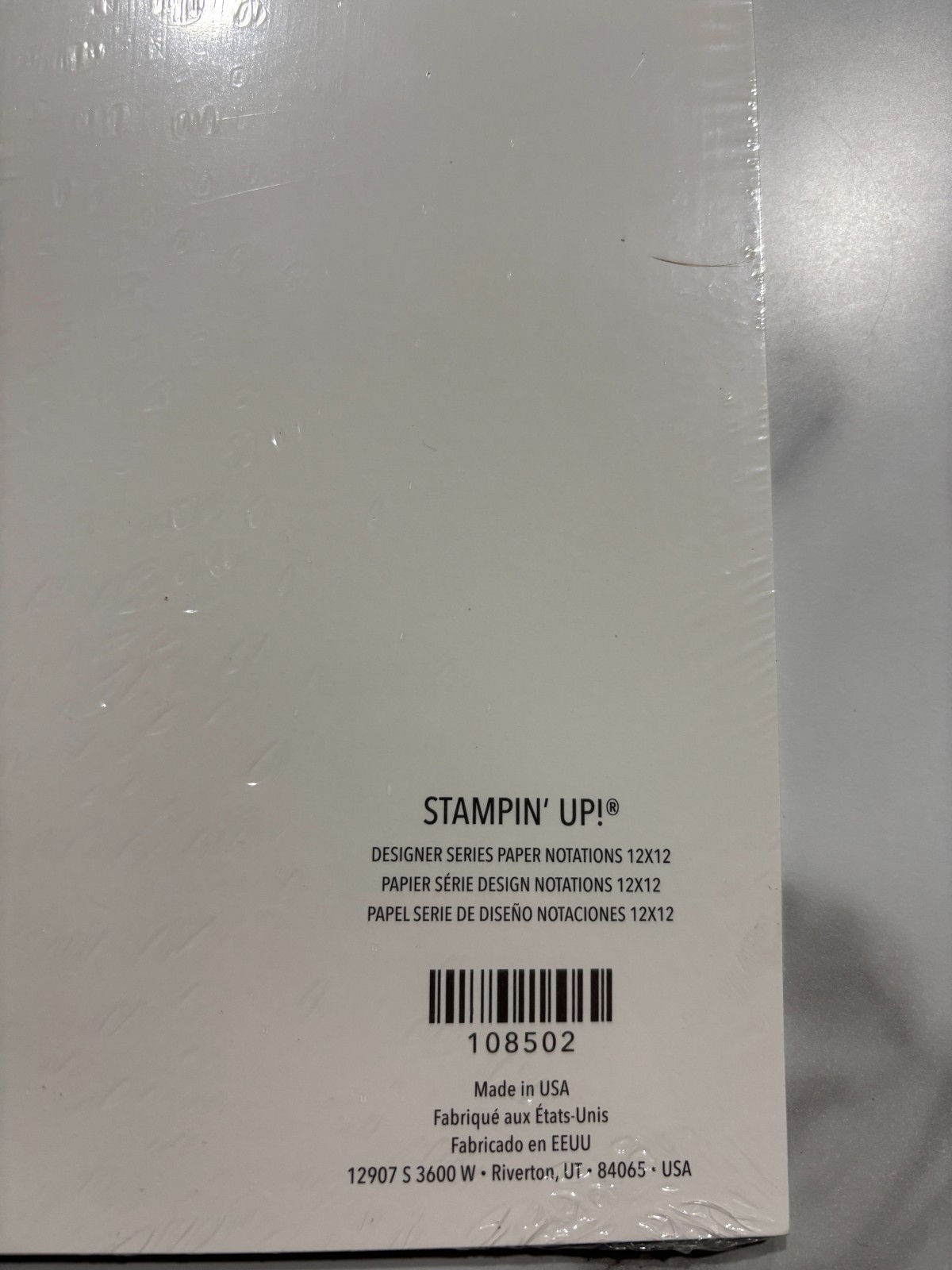 Stampin Up NOTATIONS Designer Series Paper DSP 12" x 12" Retired