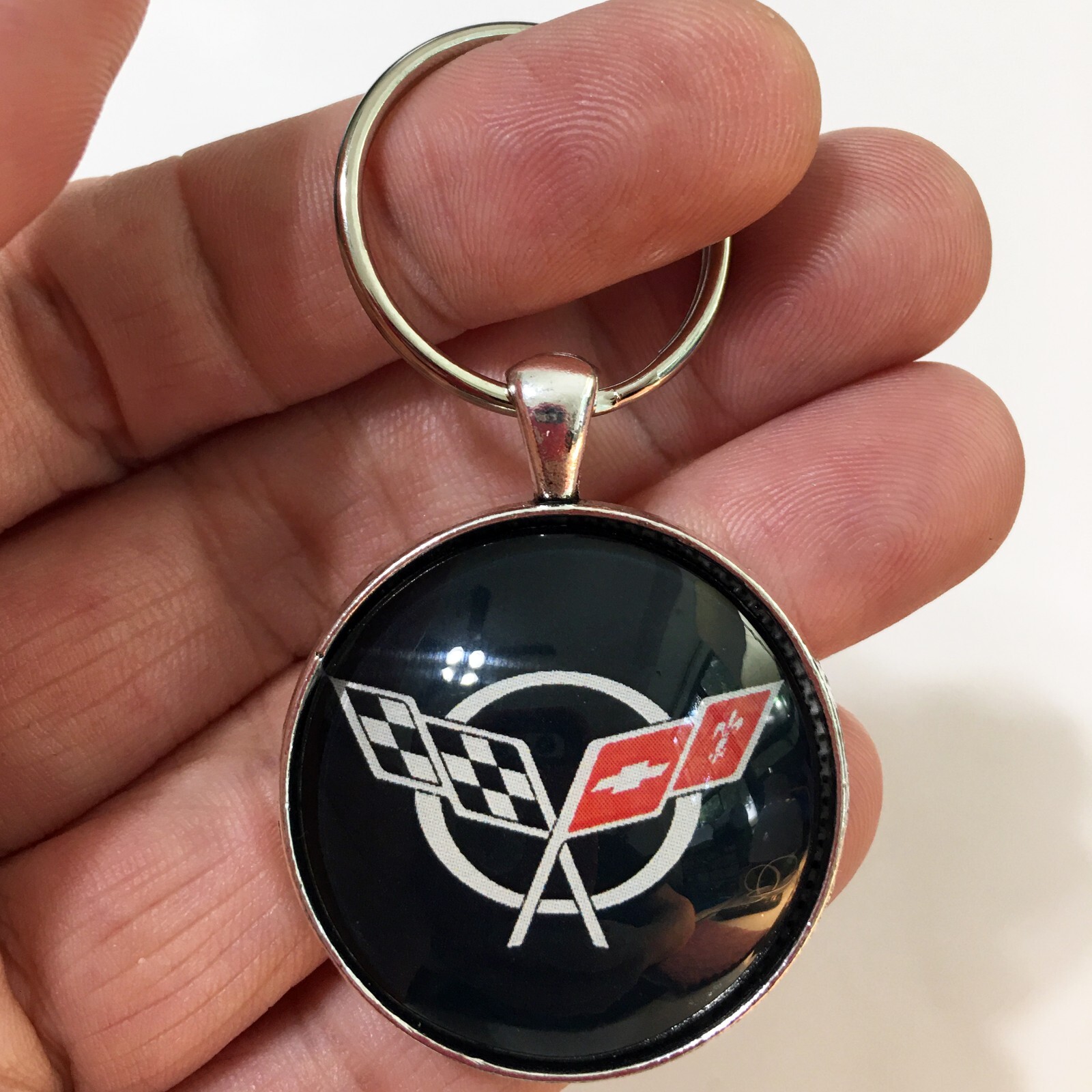 Vintage Corvette C5 Wheel Center Cap 1.2" Diameter Keychain Chevy 1997-2004