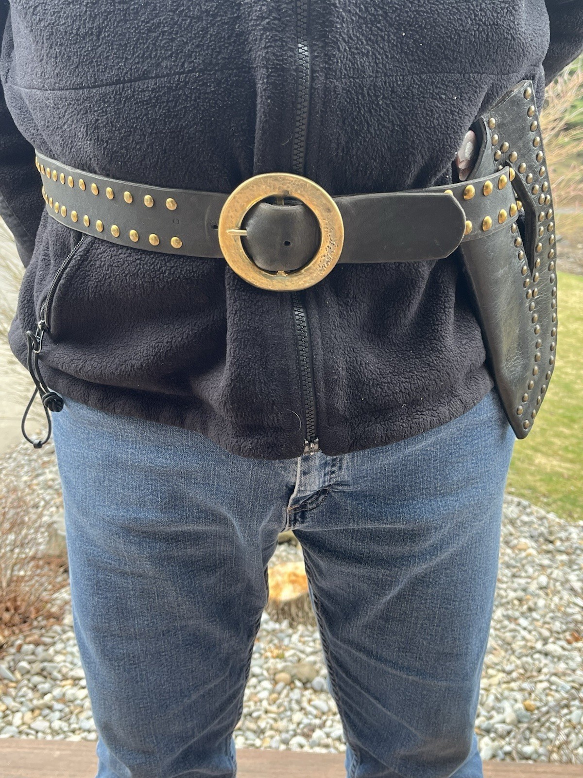 Mountain Man Leather Rendezvous Belt, Matching Knife/Sheath, Solid Brass Buckle