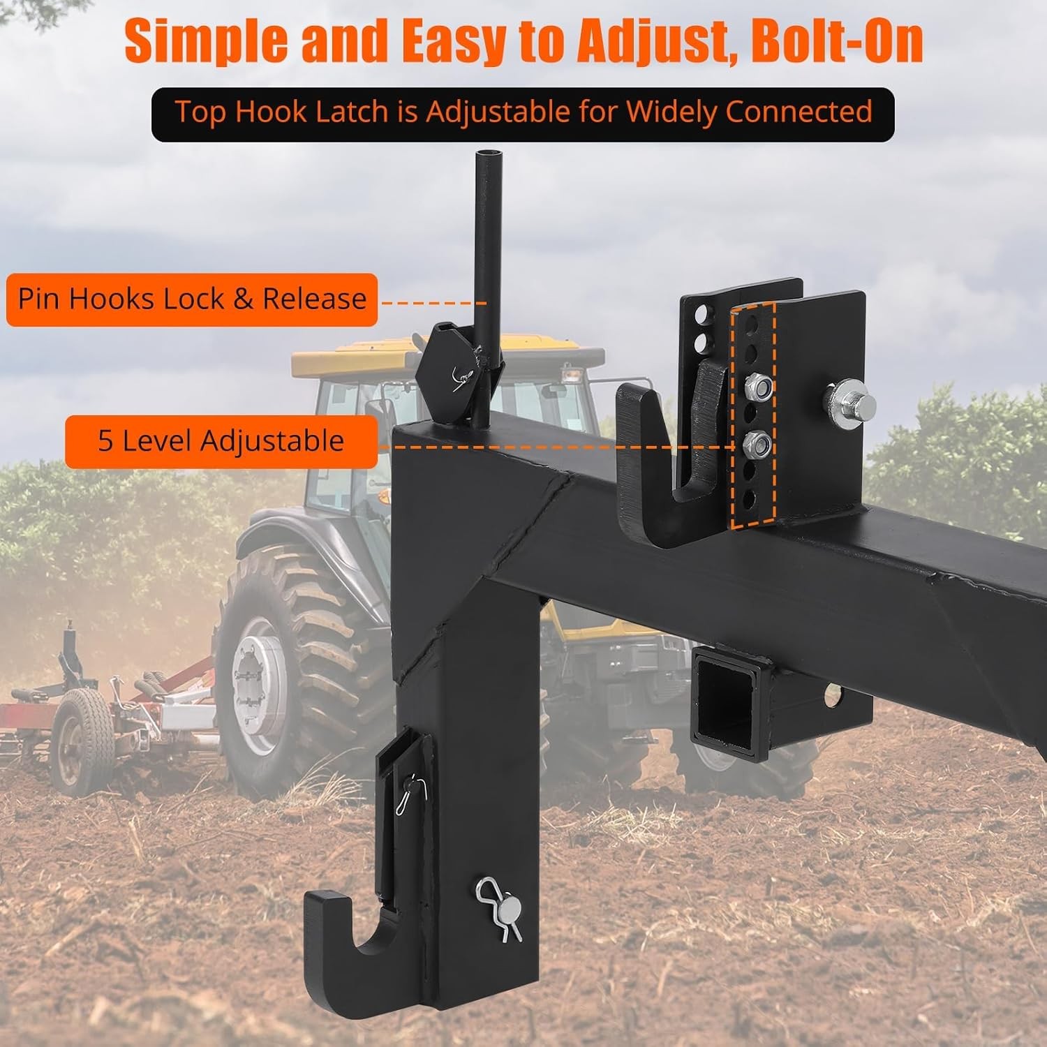 3-Point Quick Hitch for Category 1 Tractors with 3000 LBS Lifting Capacity
