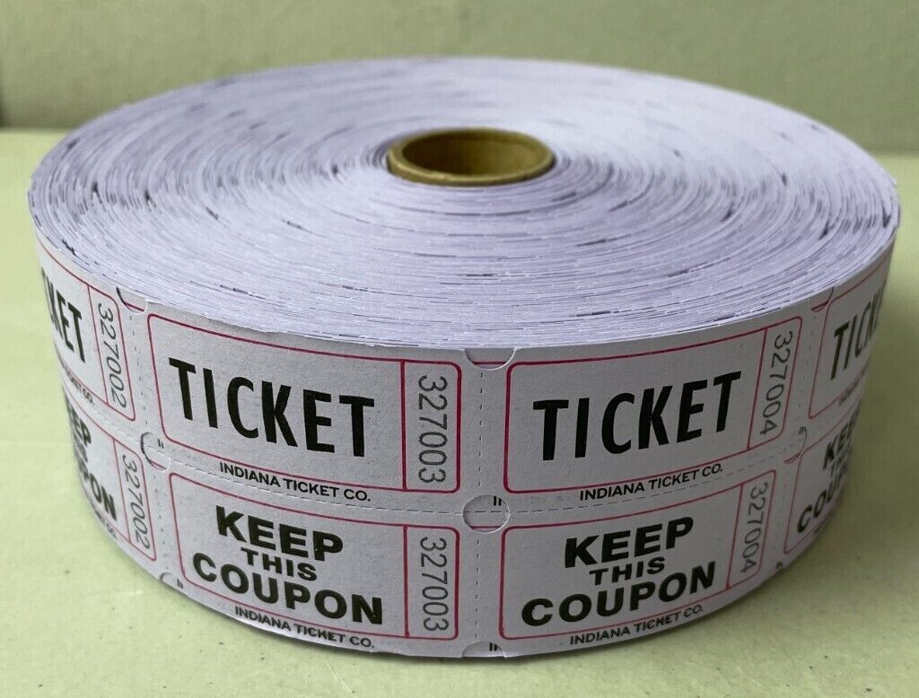 1 Case Raffle Tickets 20 Rolls 2000 Ea. 50/50 Assorted Double Stub Split the Pot