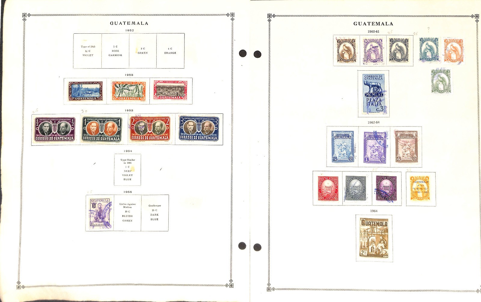 Guatemala Stamp Collection on 50 Scott International Pages, 1871-1976 (BA)