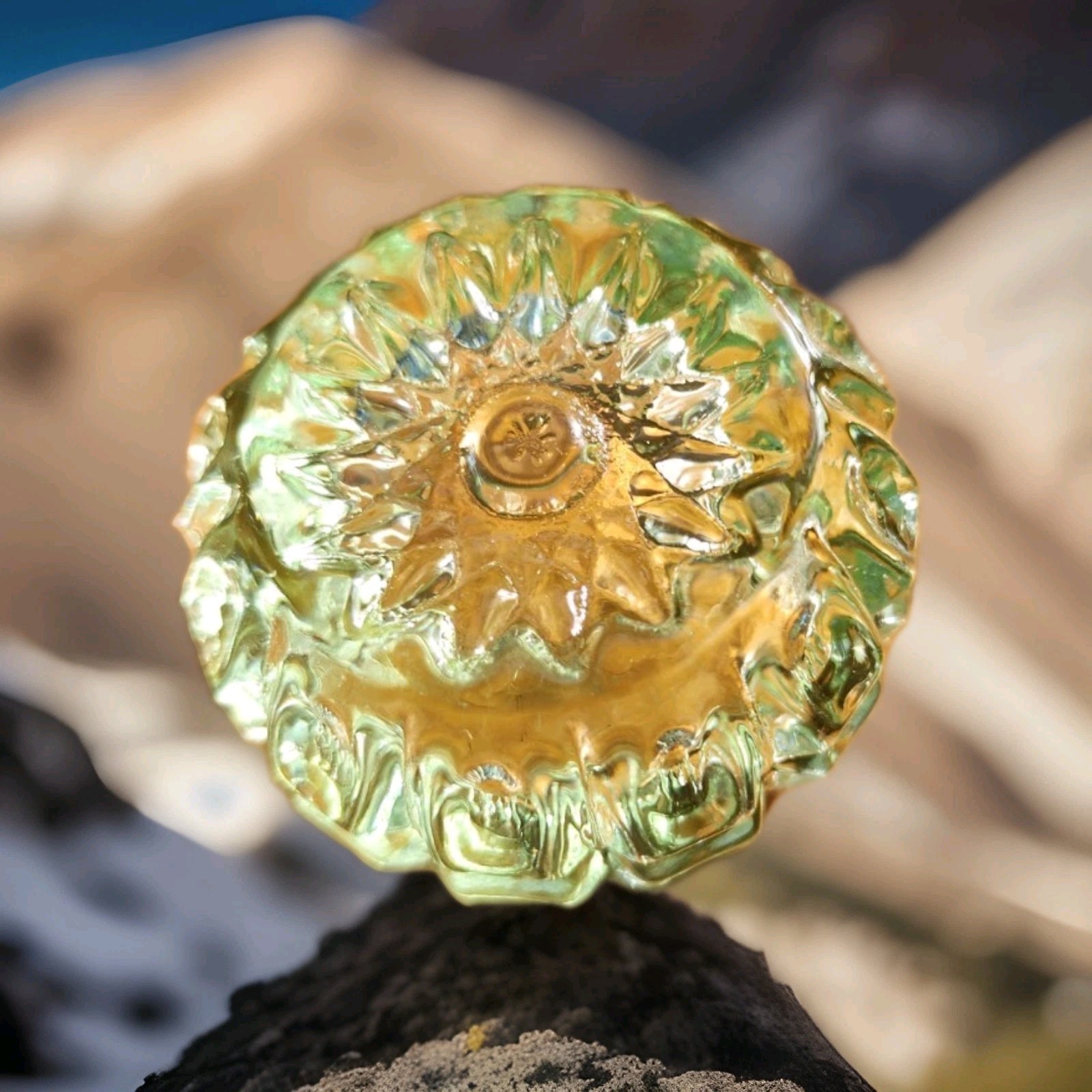 Key Lime Salt Dip 1 1/2" UV Shine Piink Westmoreland Mould Wilkerson Glass