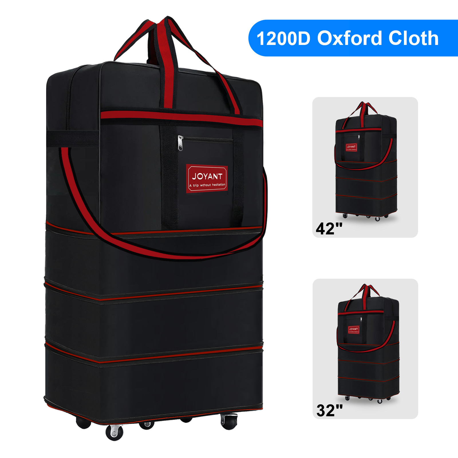 Expandable Duffle Luggage Bag 1200D Foldable Travel Bag 32"/42" w/Rolling Wheels