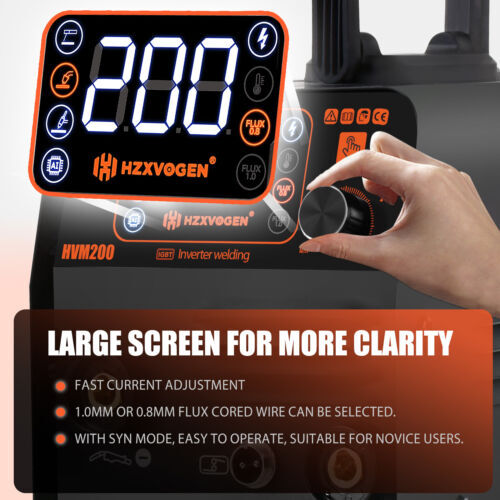 HZXVOGEN 3 in 1 MIG Welder 200Amp Flux MIG/lift TIG/MMA Welding Machine 110V