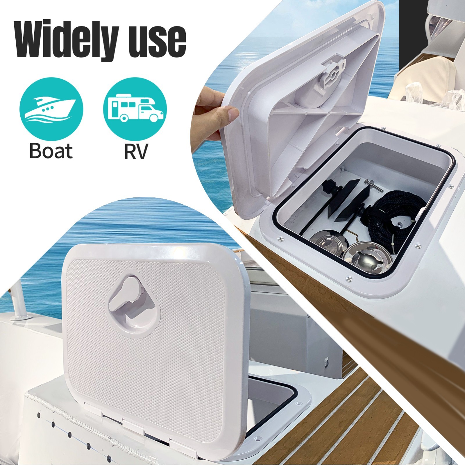 Marine Deck Access Hatch 15" White Rectangle Boat Hatch Lid Cover