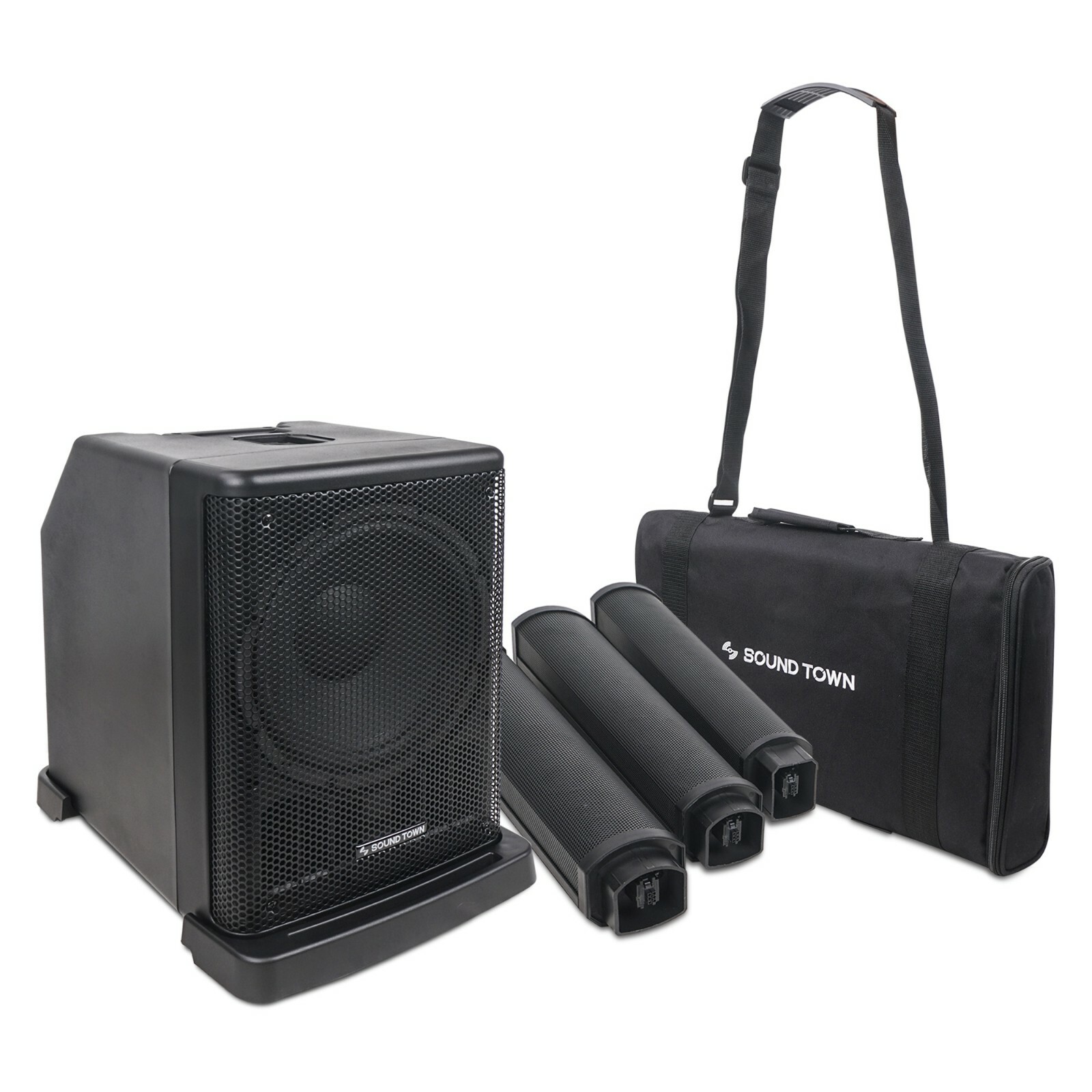 Sound Town Portable Column PA System with 12" Powered Sub, Bluetooth CARPO-L2