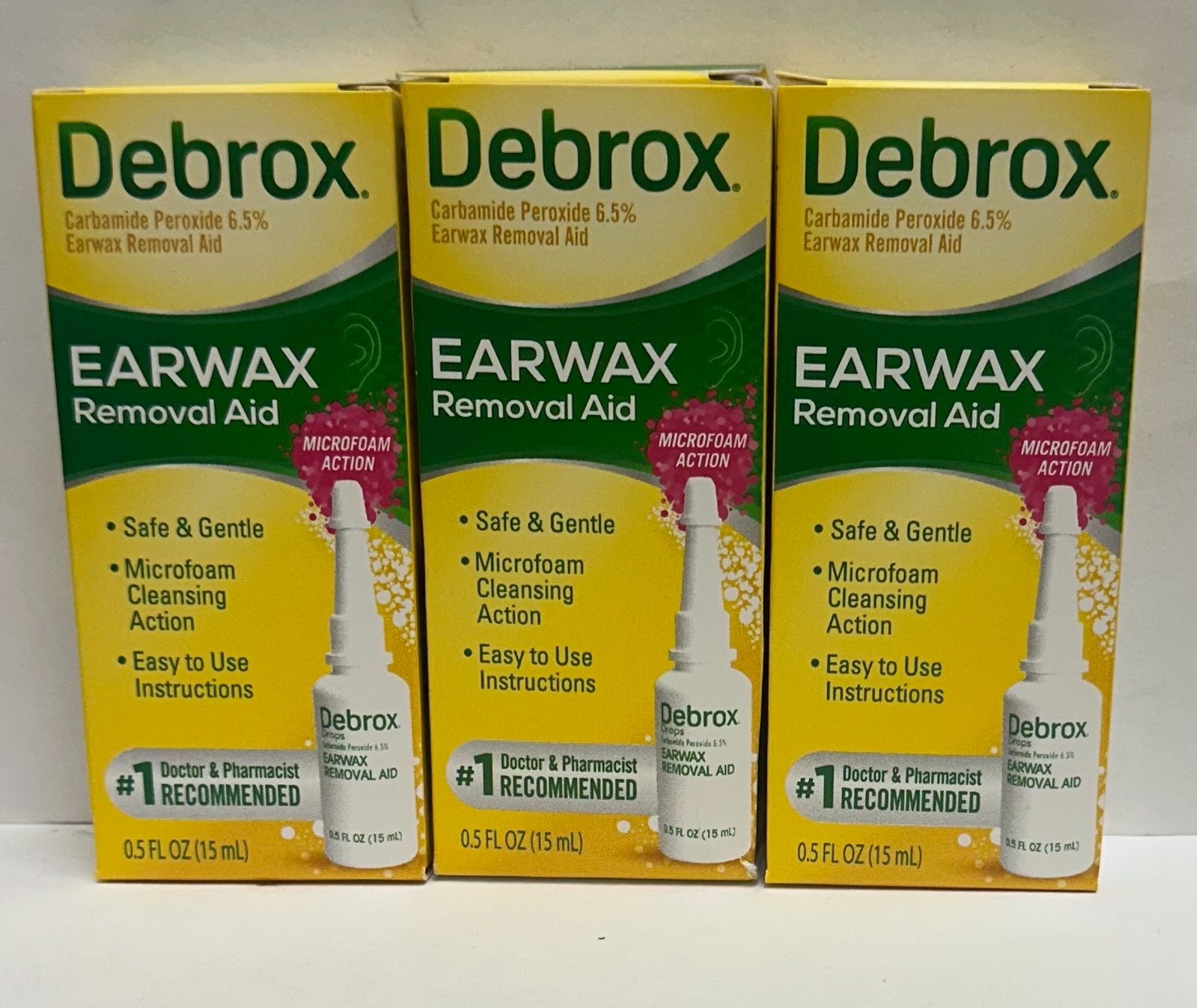 Debrox Ear Wax Removal Drops Gentle Microfoam - 0.5 fl oz EXP: 04/26 (Pack of 3)