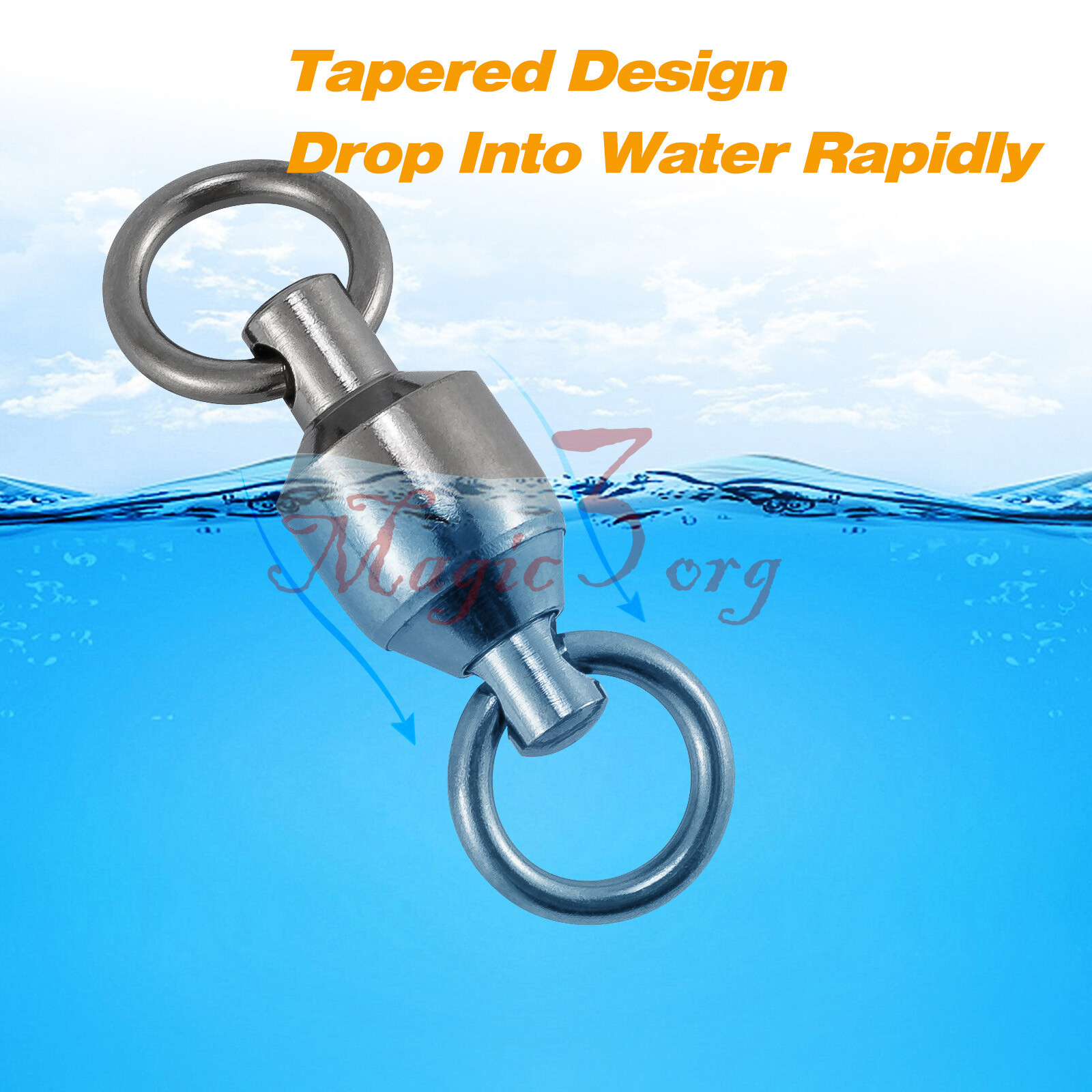 20-100pcs Fishing Swivels Ball Bearing Solid Ring Trolling Black Nickel #0-#8 US