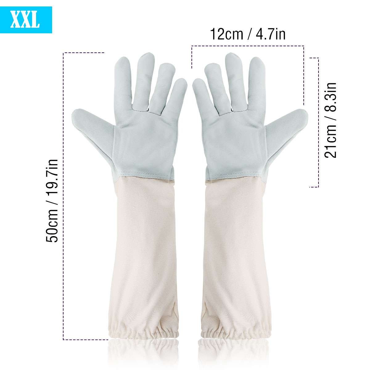 Beekeeping Gloves Goatskin Bee Keeping with Vented Beekeeper Long Sleeve protect