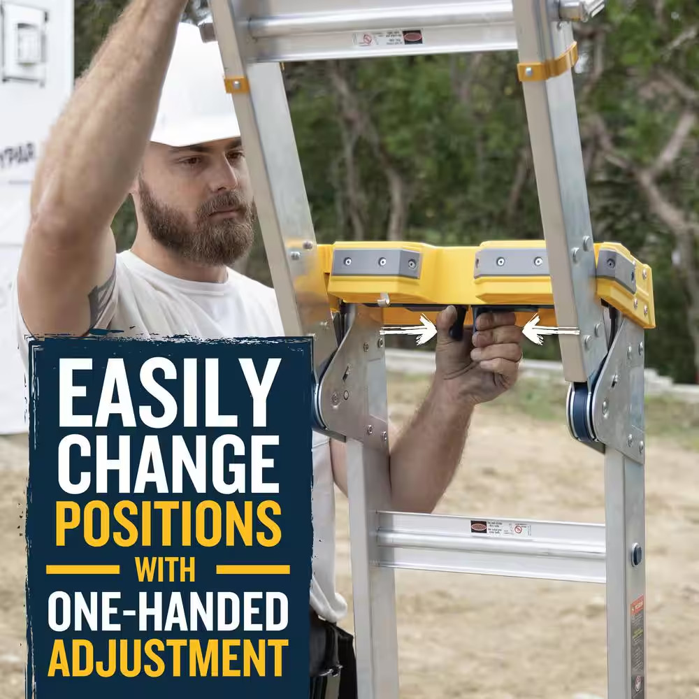 16 Ft. Reach Aluminum Adjustable Multi Position Ladder with 375 Lb. Load Capacit