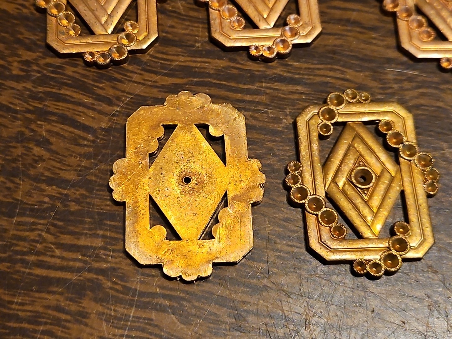 Lot Of 10 Studded Frame France Vintage 60s Brass Stampings Findings Jewelry