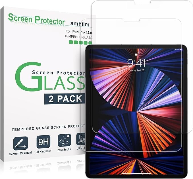amFilm for iPad Pro 12.9" (2022/2021/2020/2018) Tempered Glass Screen Protector