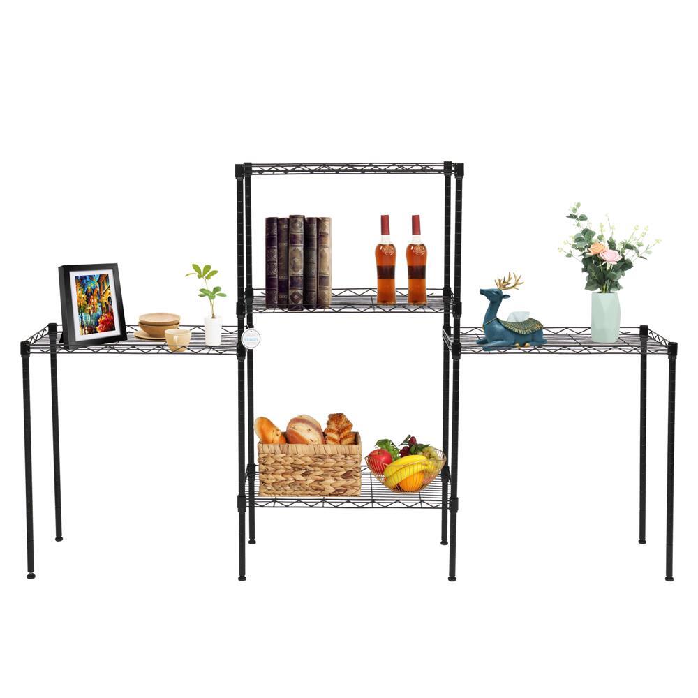 Black 5-Tier Layer Shelf Adjustable Wire Metal Shelving Rack High Quality Garage