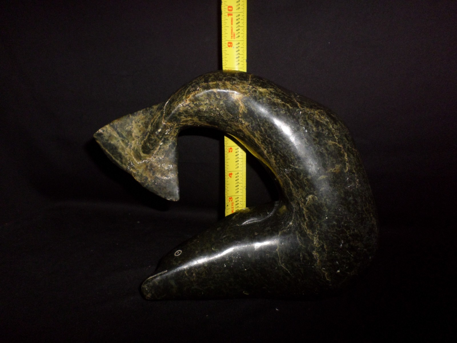 Fine Antique Native American Alaskan Cape Dorset Carved Serpentine Whale 10lb