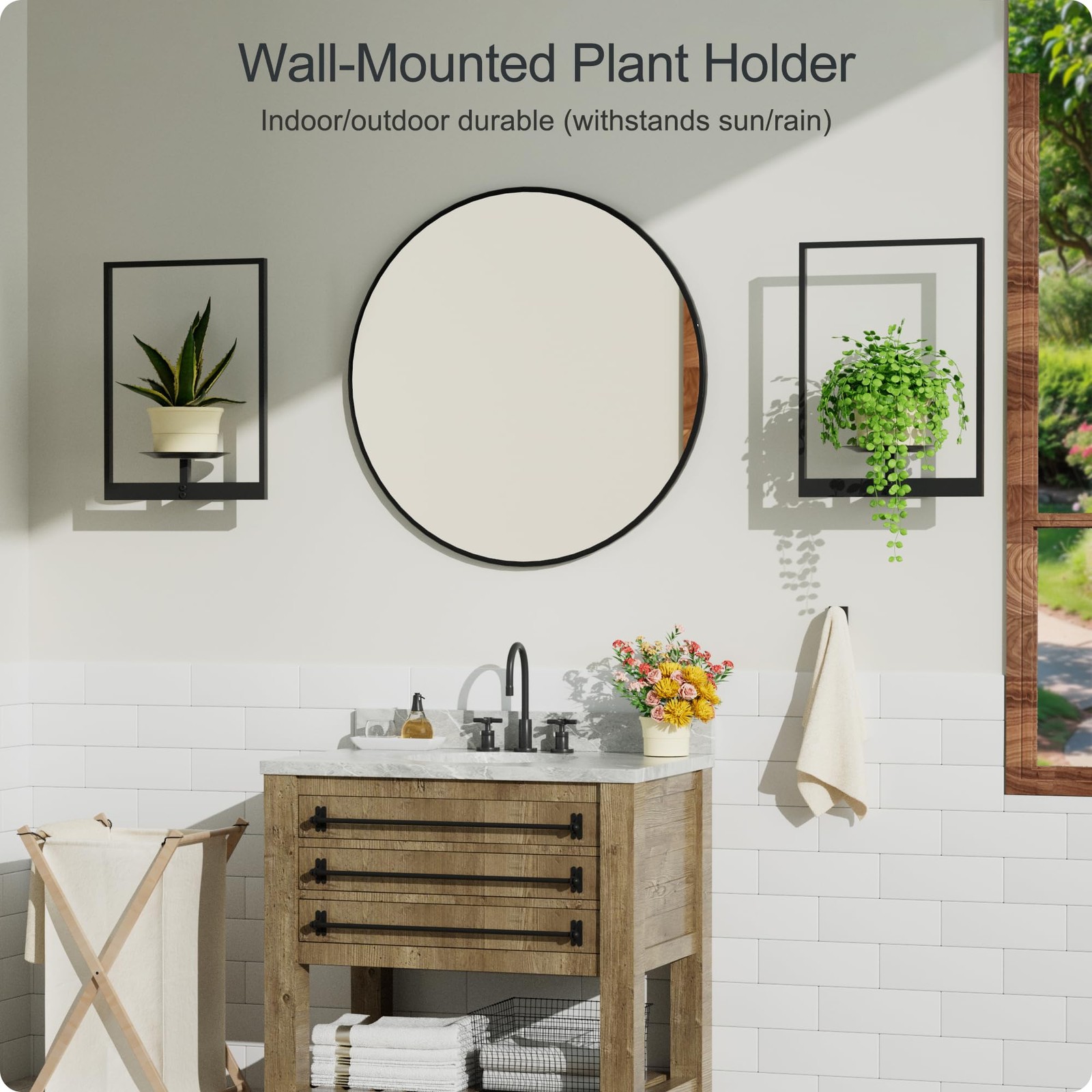 Black Metal Wall Plant Holder - 2-Pack Wall Mounted Plant Stands and Hanging ...