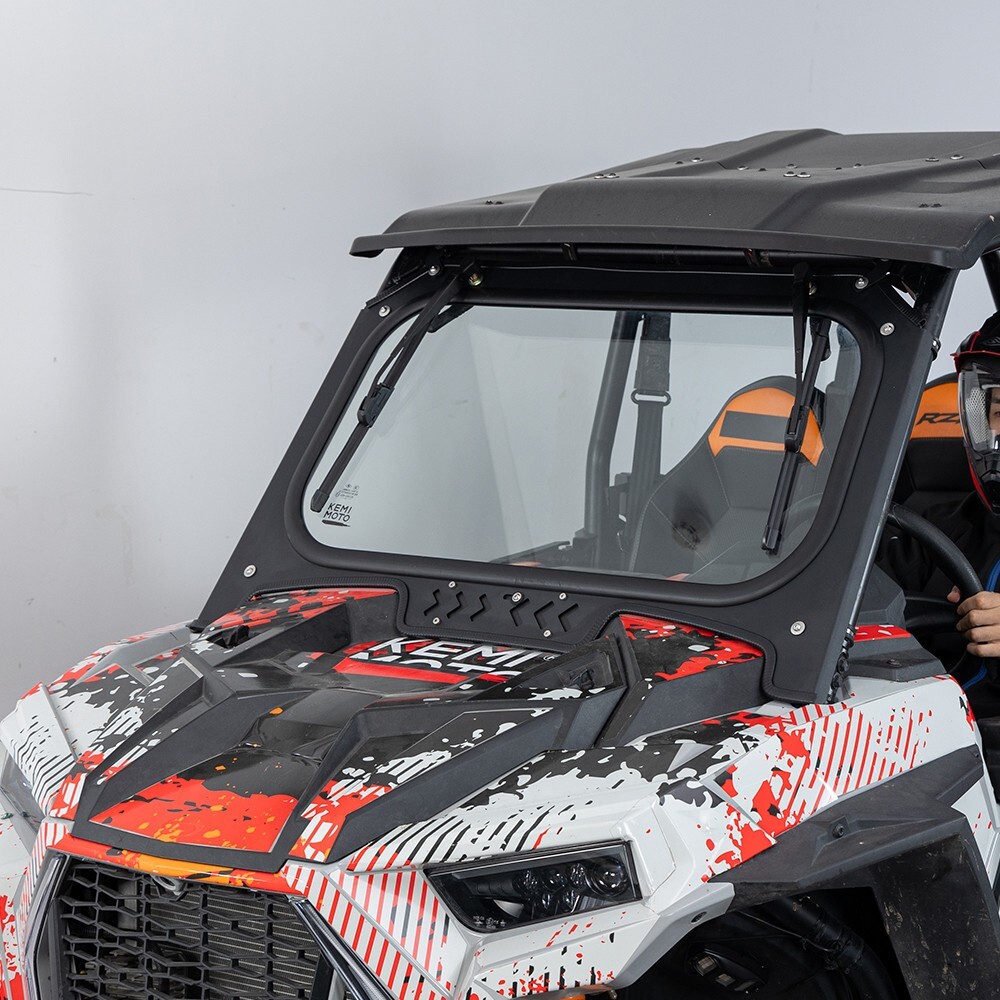 For RZR XP 1000/4 2019-2023 Glass Windshield W/ Sliding Vents+Dual Manual Wipers