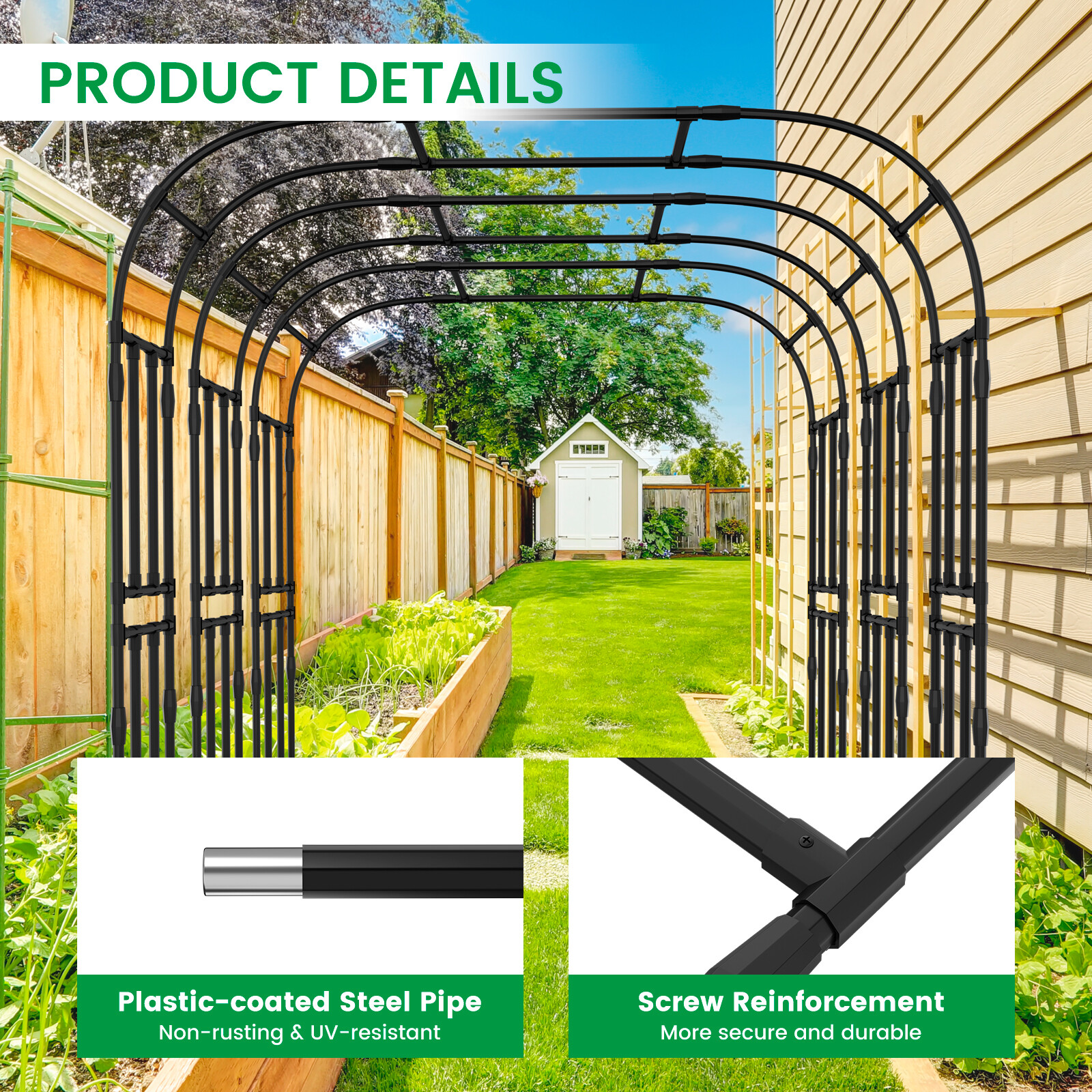 NAIZEA Garden Arch Trellis 87"H x 79" L Garden Arch Arbor Trellis Plant Climbing