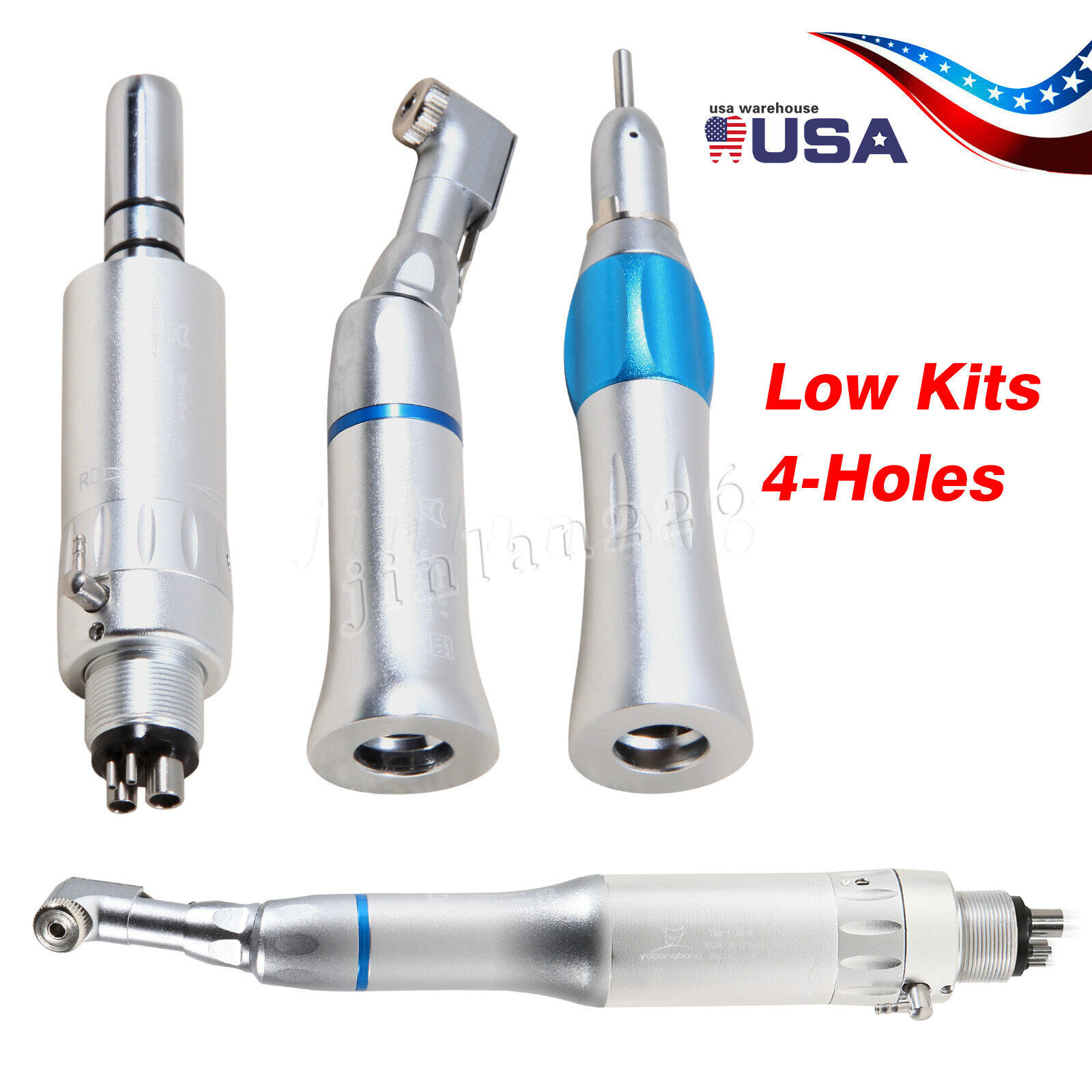 Dental Low Slow Speed Handpiece E-type Contra Angle Micro Air Motor 2/4 Hole 1:1