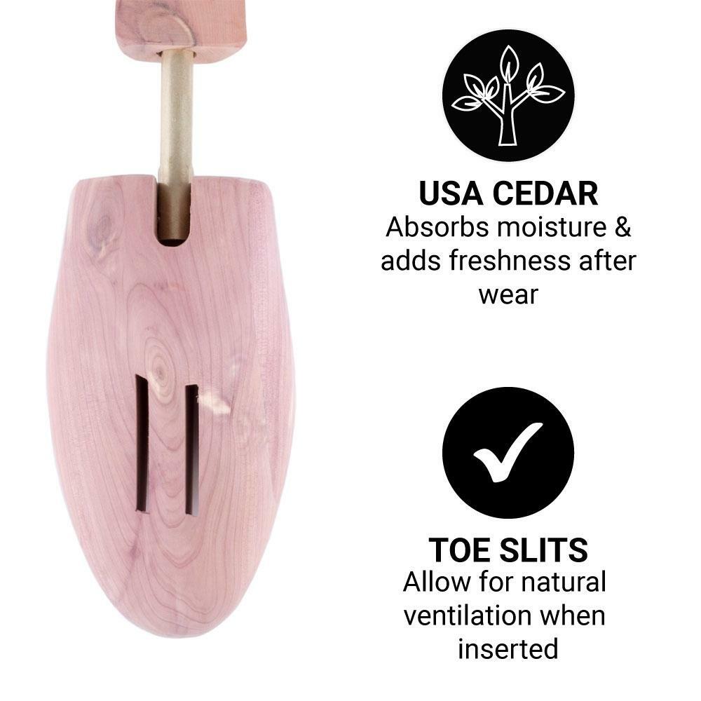 FootFitter Cedar Shoe Trees, Full Toe Block & Wide Hook Heel- Mens L [10 - 11.5]