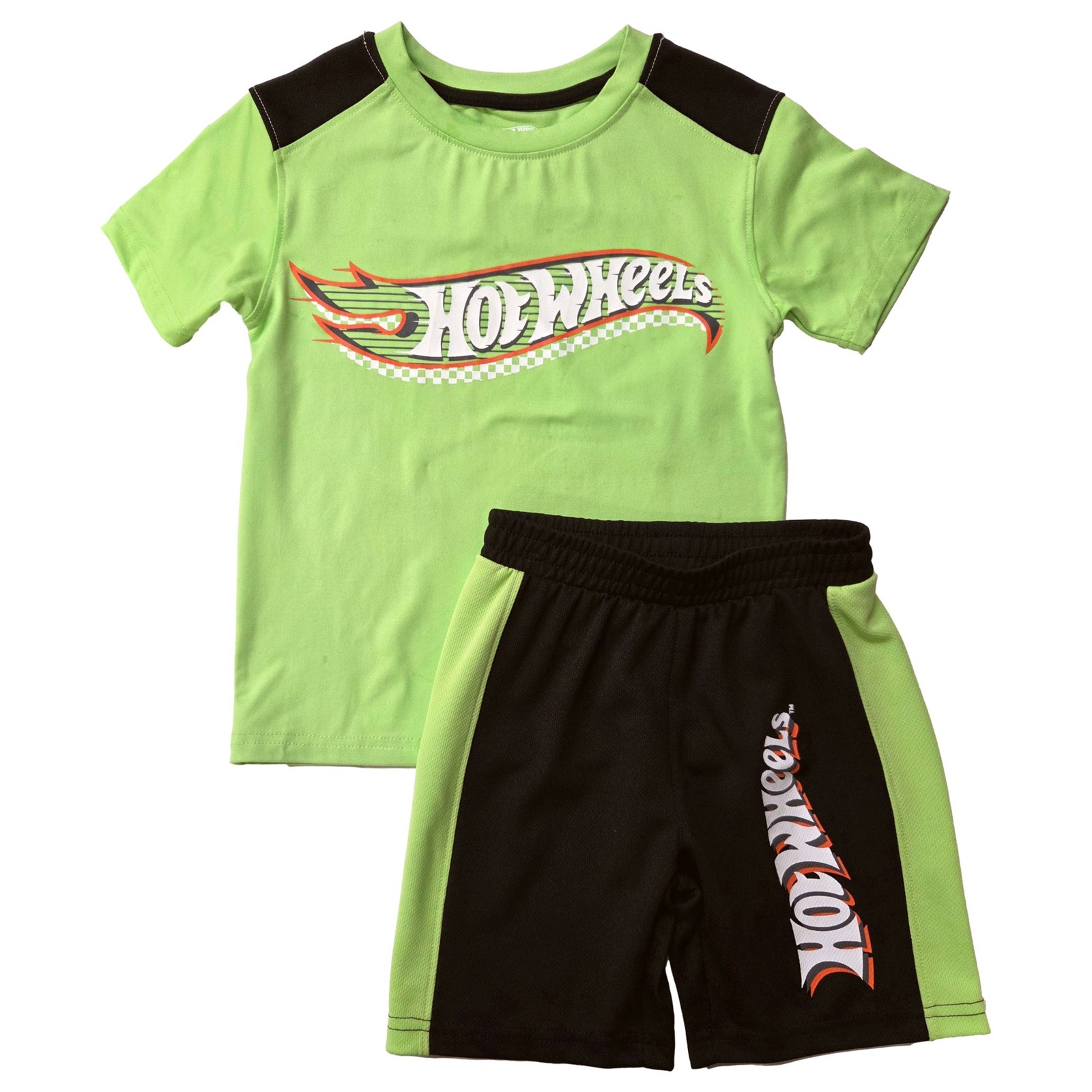 Hot Wheels Boys Race Car T-Shirt & Shorts Outfit Set Black Green