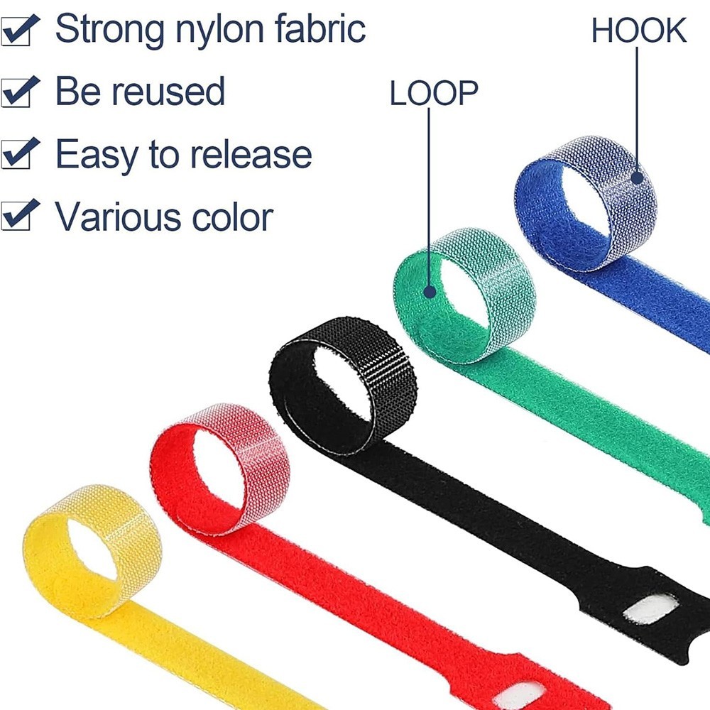 200PCS 4+6+8+10" Reusable Cable Ties Wire Cord Management Adjustable Organizer