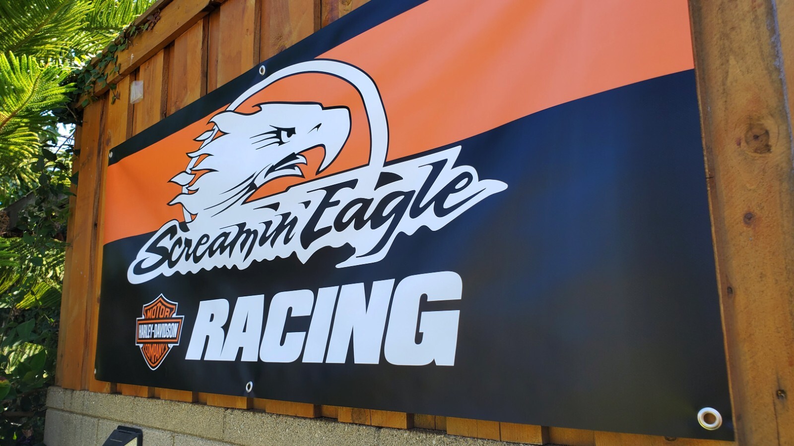 Harley Davidson Screamin' Eagle Racing Motorcycle Banner Vinyl Garage Decor
