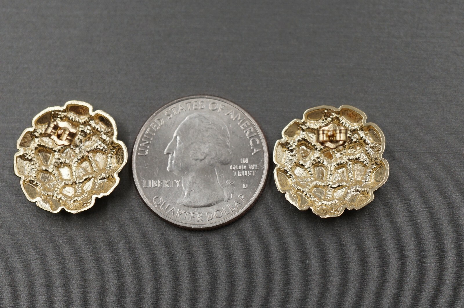 10K Solid Yellow Gold Diamond Cut Round Nugget Men Women Children Stud Earrings.