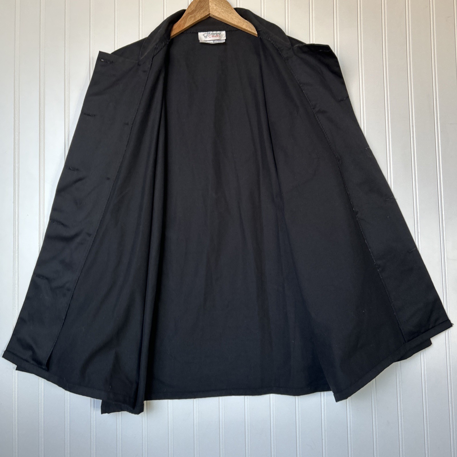 Happy Chef Men's Chef Coat Black Button-Down Long Sleeve L