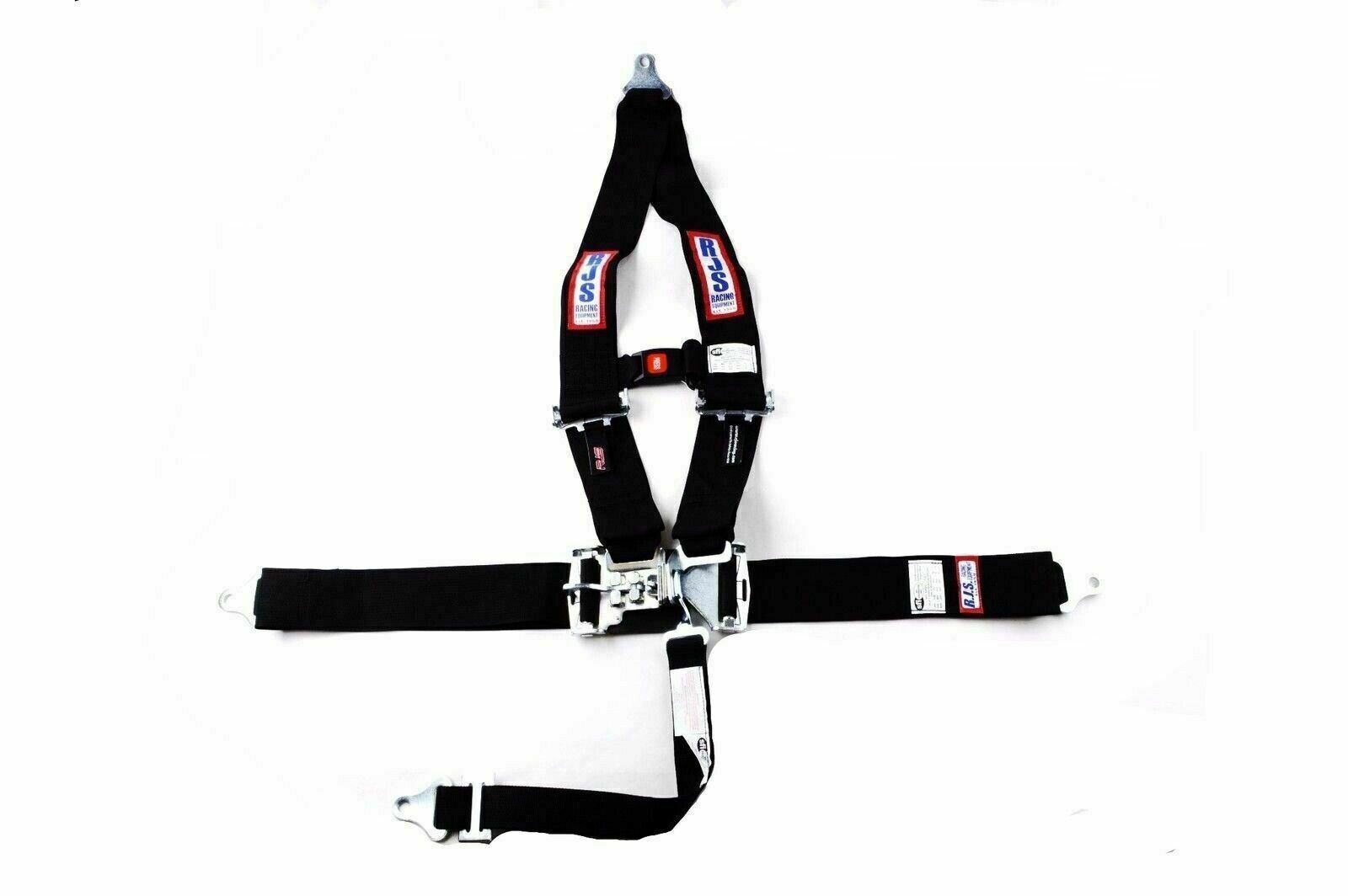 RJS SFI 16.1 5PT LATCH & LINK V ROLL BAR STERNUM STRAP BELT BLACK