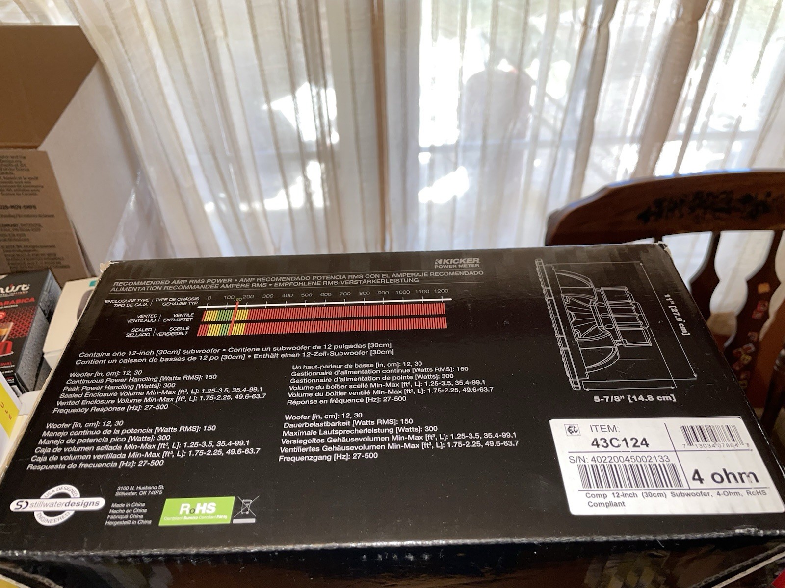 KICKER 43C124 12 inch 300w Peak Subwoofer New In Box