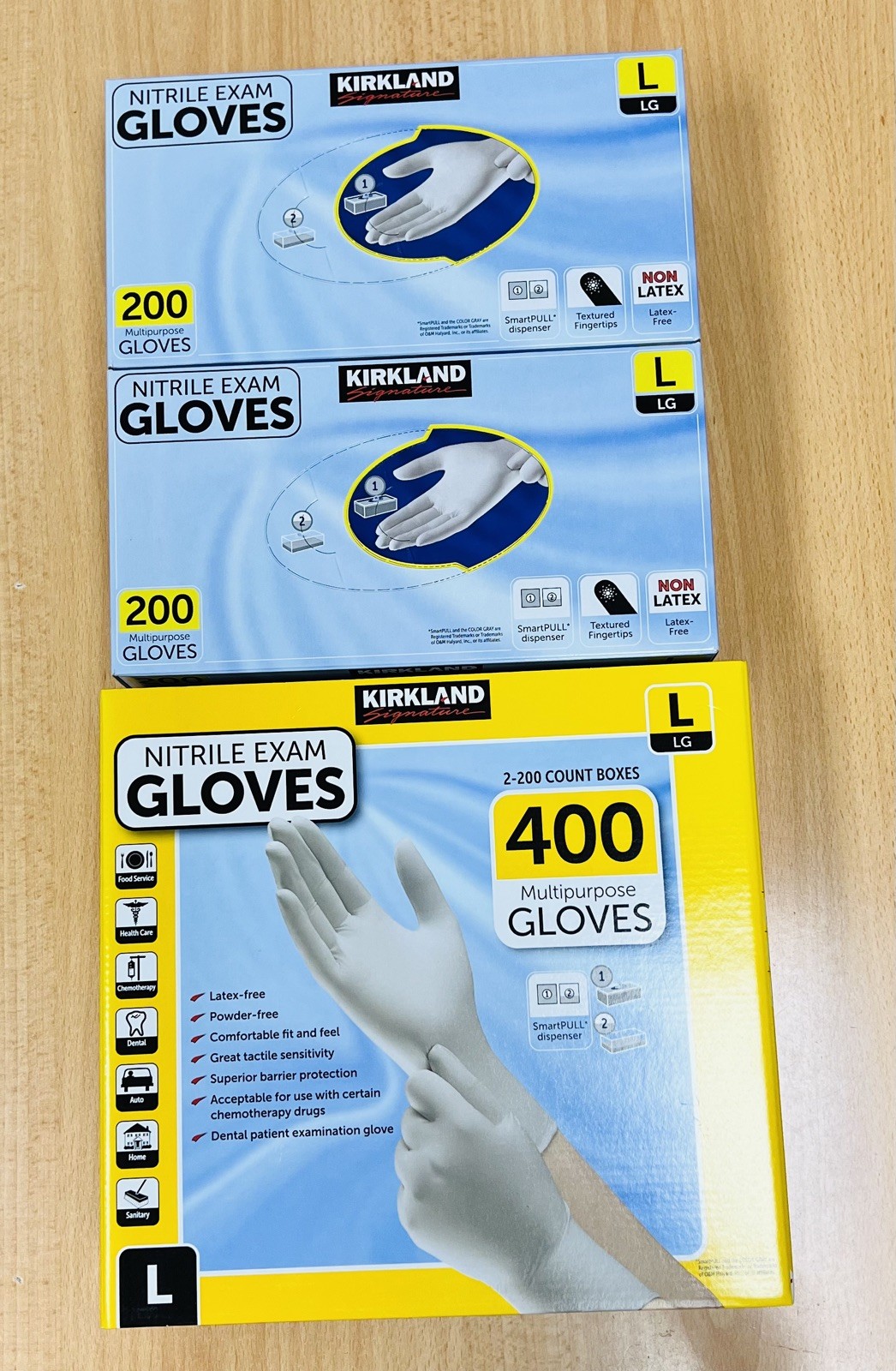 Kirkland Signature Nitrile Exam Gloves, Size Large 2 x box 📦 Total 400 count