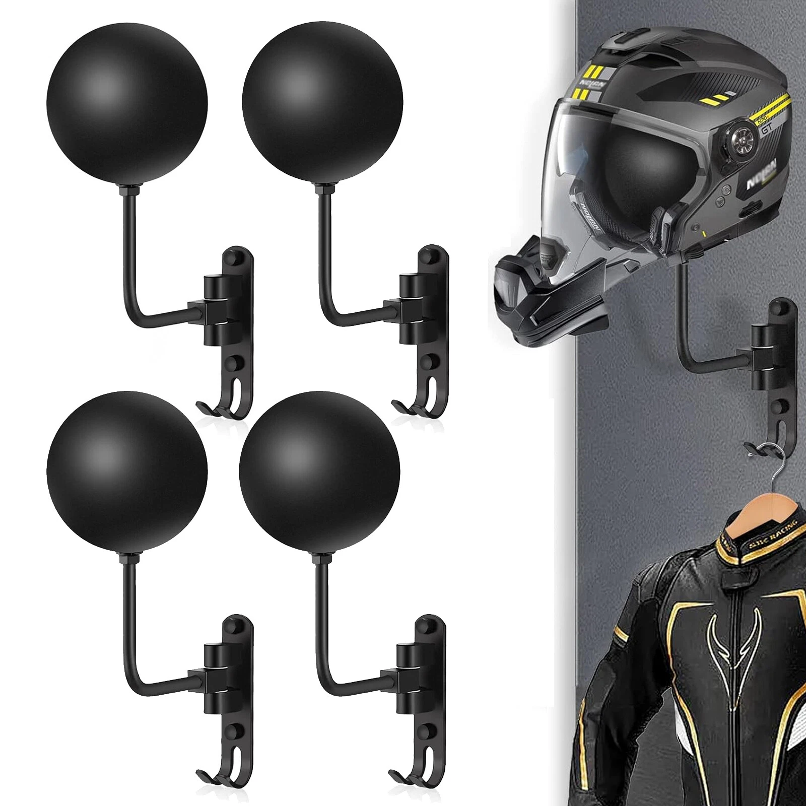 2/4/6PCS Motorcycle Helmet Holder Hook Jacket Bag Display Rack Wall Mount Hanger