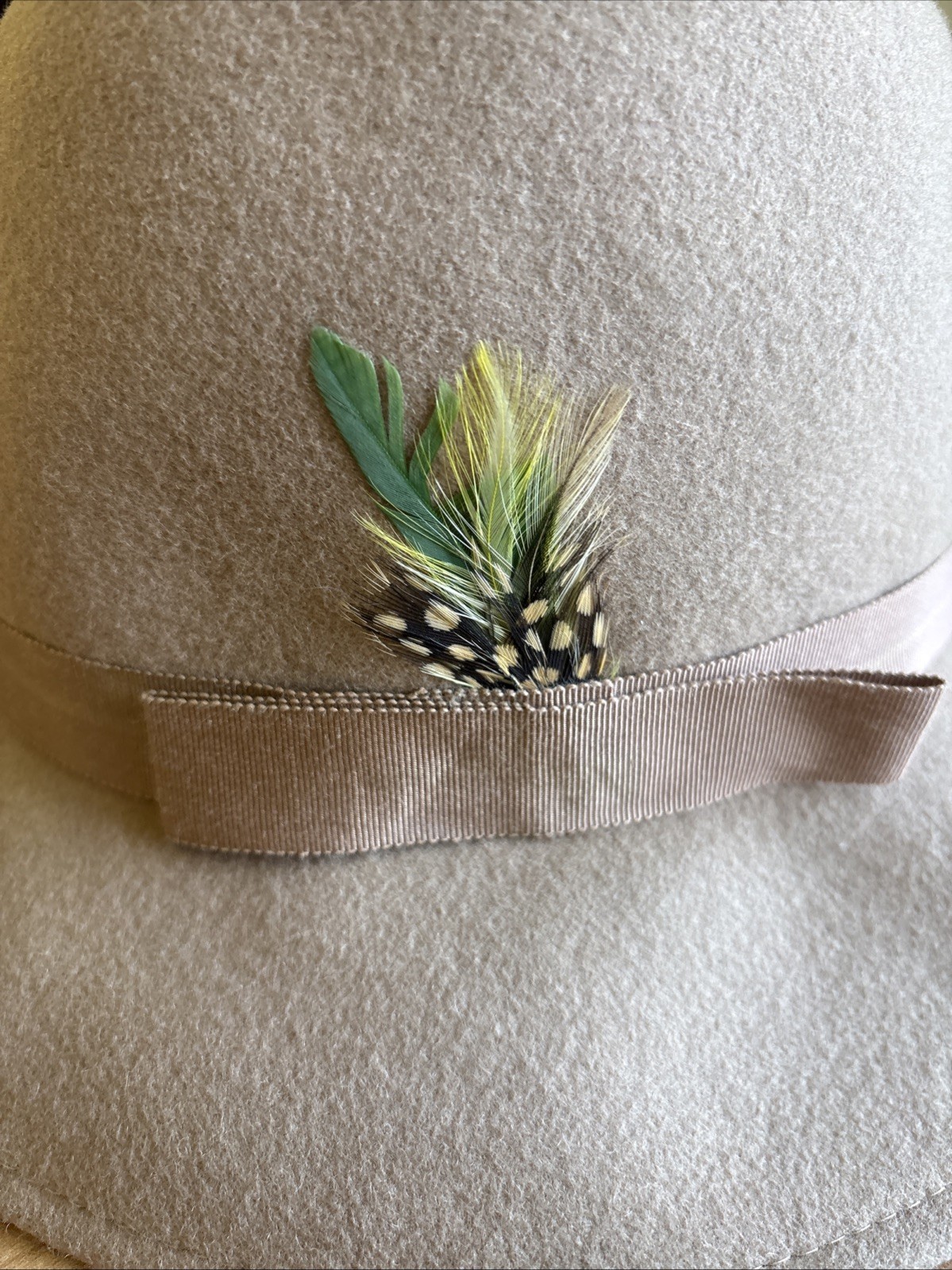 Vintage Women's Doeskin Felt Hat 100% Wool Geo. W. Bollman Feathers 🔥🔥🔥