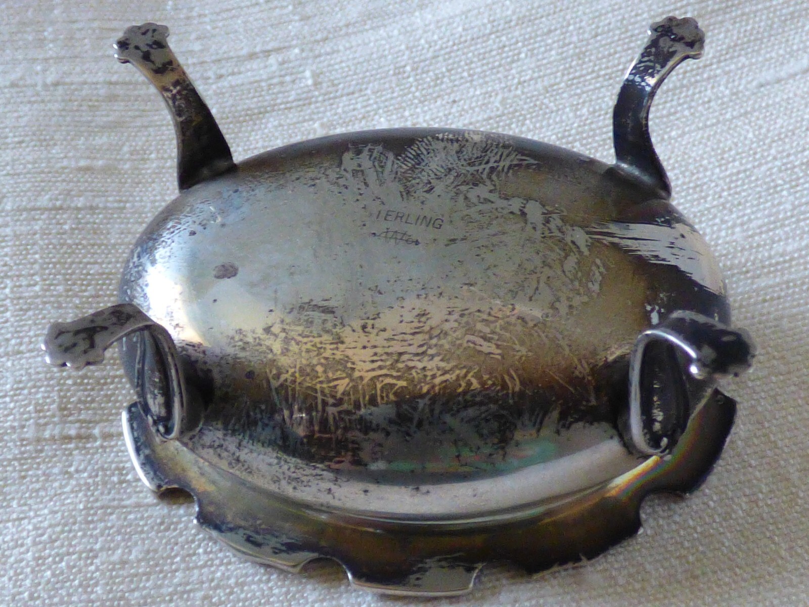 Sterling Silver Salt Cellar With Cobalt Blue Glass Liner & Spoon Webster Company