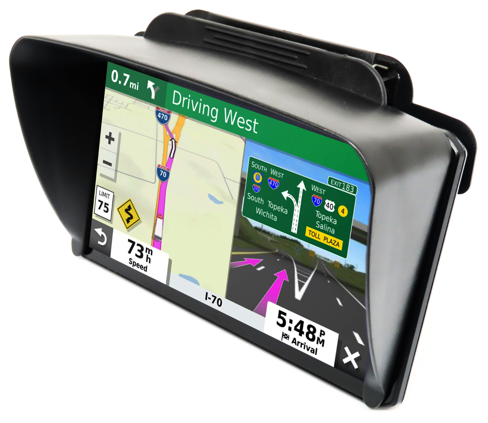 7" Clip-on Visor Sun Shade Sunshade for Garmin Dezl OTR 700 GPS