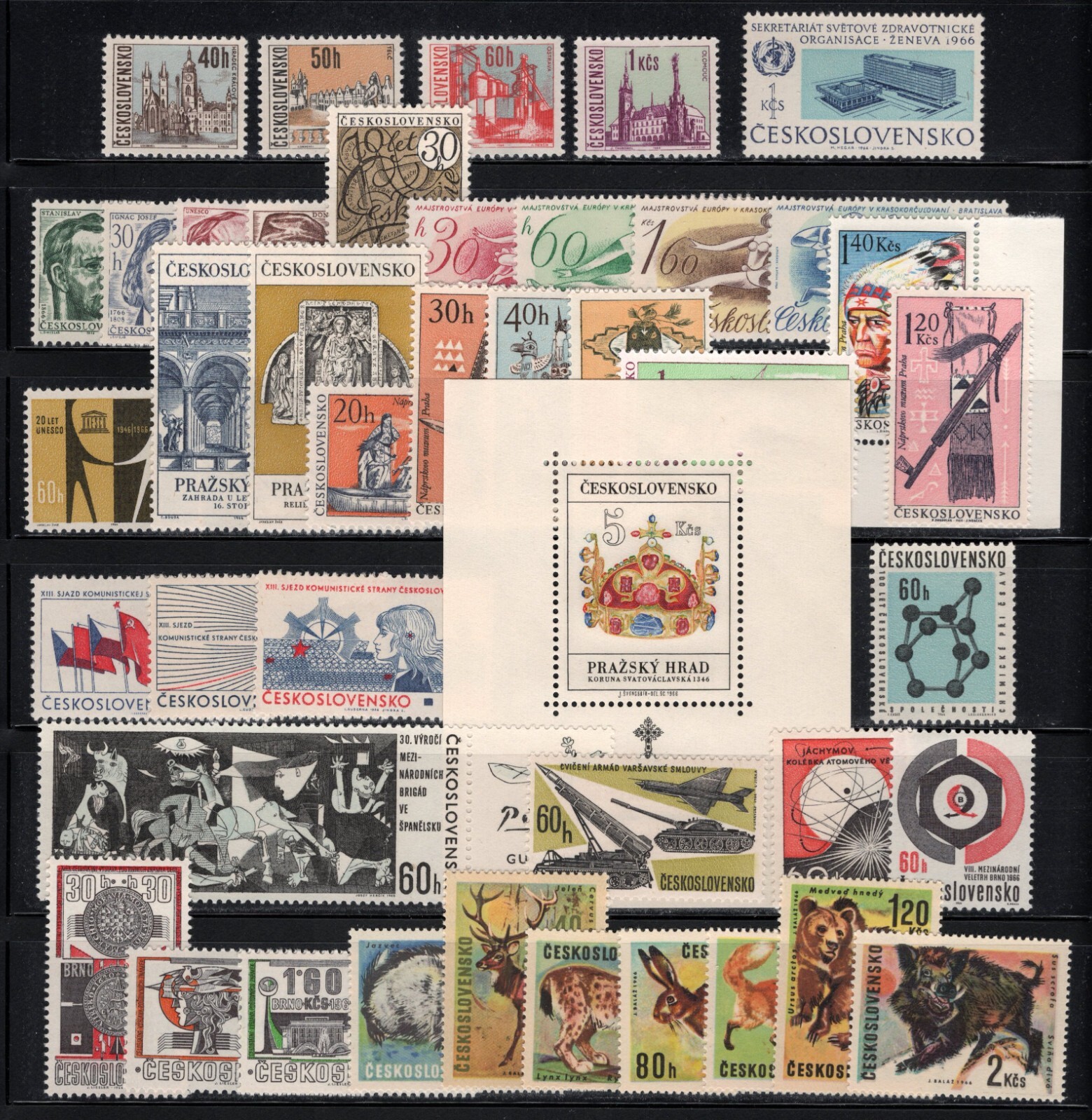 CZECHOSLOVAKIA Sc#1348A/1439, 1966 Collection: 47 Stamps + 1 SS Mint NH w/OG