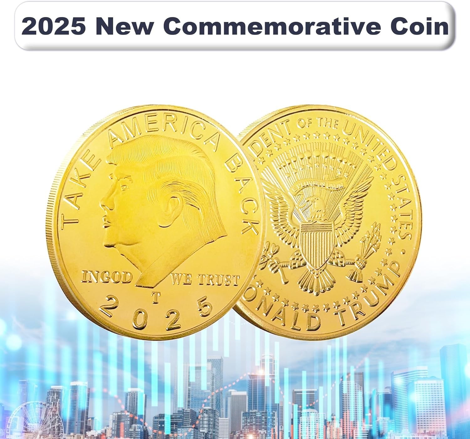 15 x 2025 President Donald Trump Commemorative Coin Take America Back Metal Coin